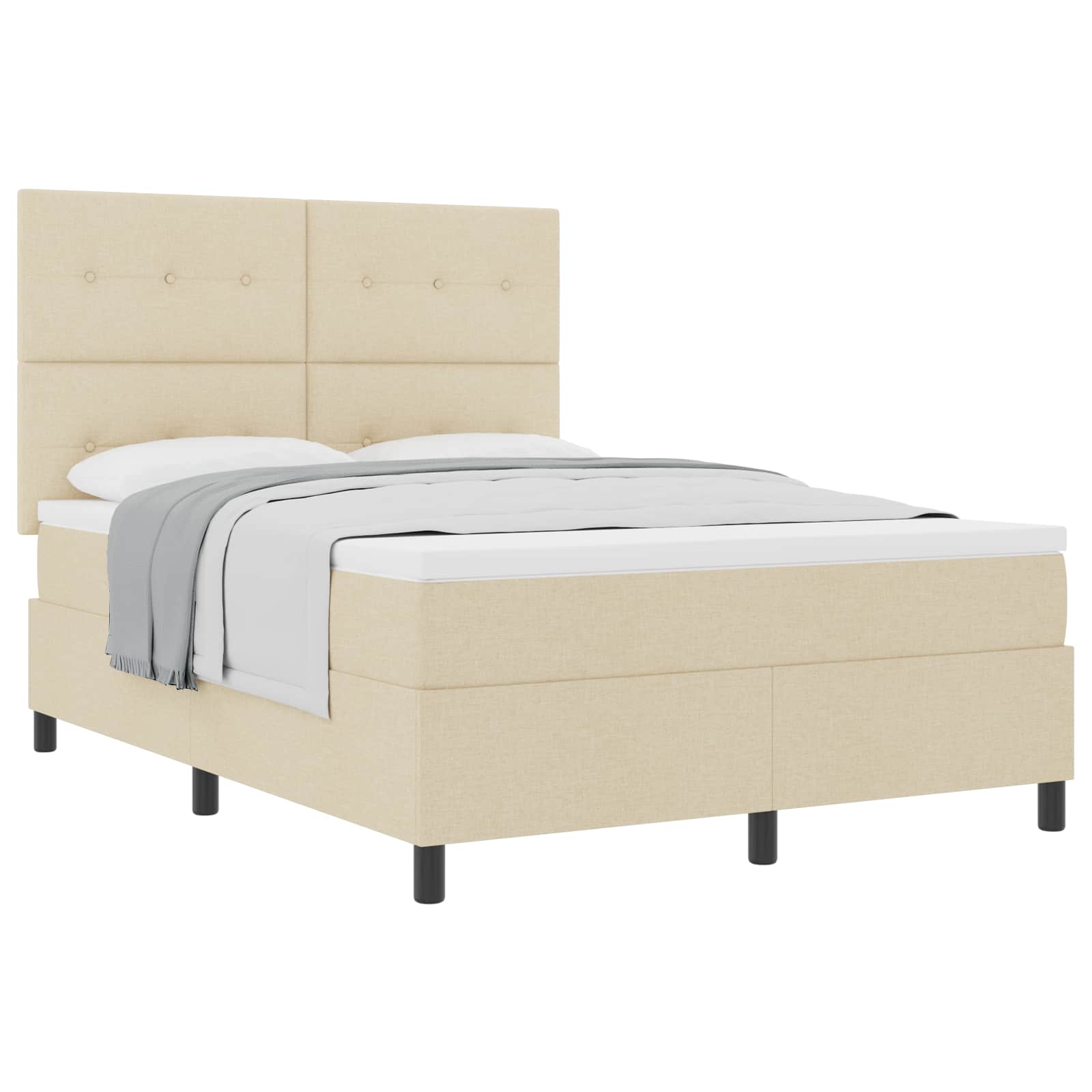 Lit à ressorts avec matelas Crème 140 x 200 cm tissu - XIOS