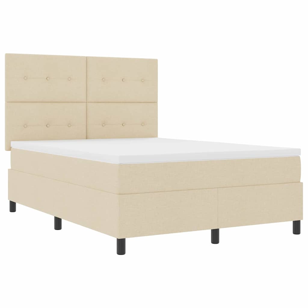 Lit à ressorts avec matelas Crème 140 x 200 cm tissu - XIOS