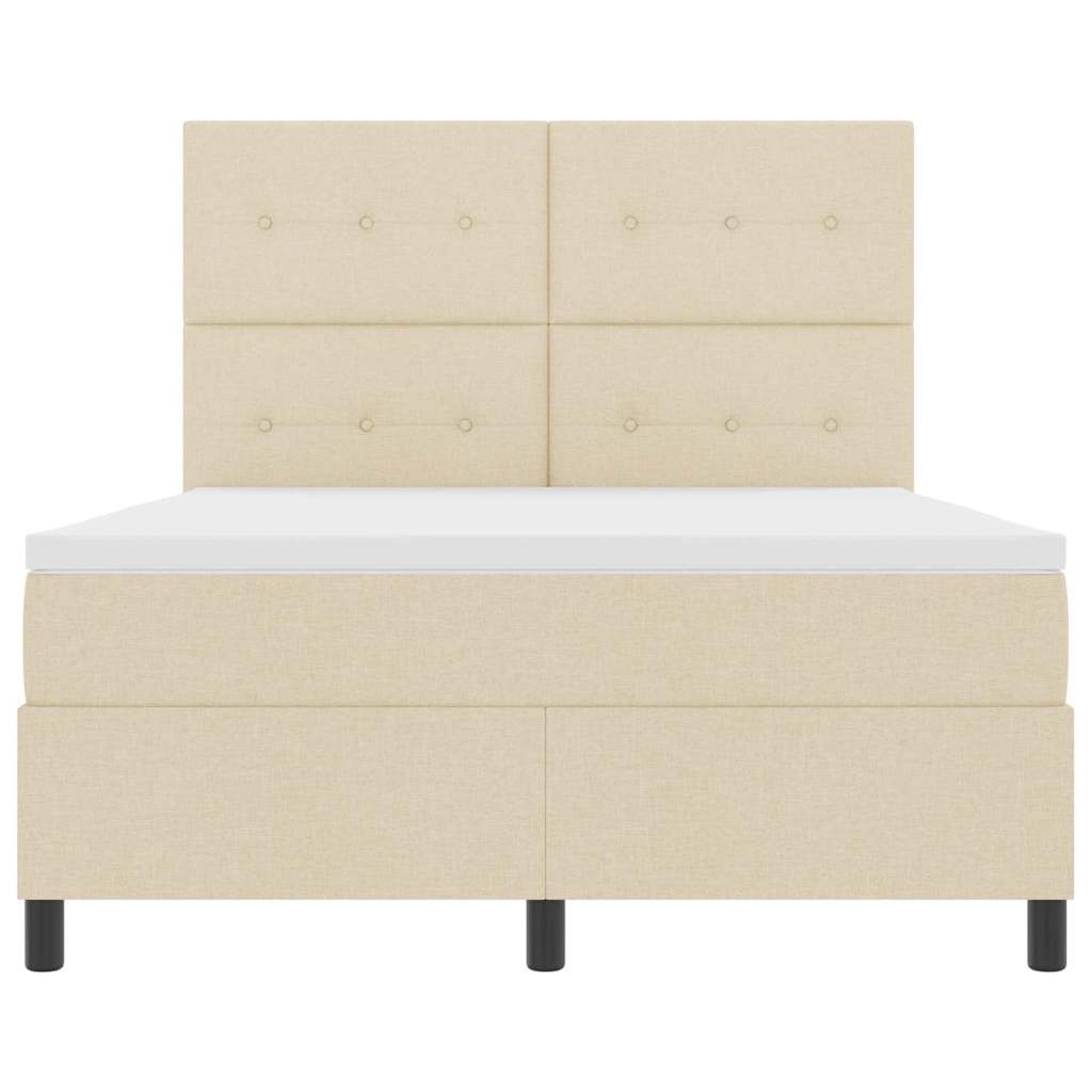 Lit à ressorts avec matelas Crème 140 x 200 cm tissu - XIOS