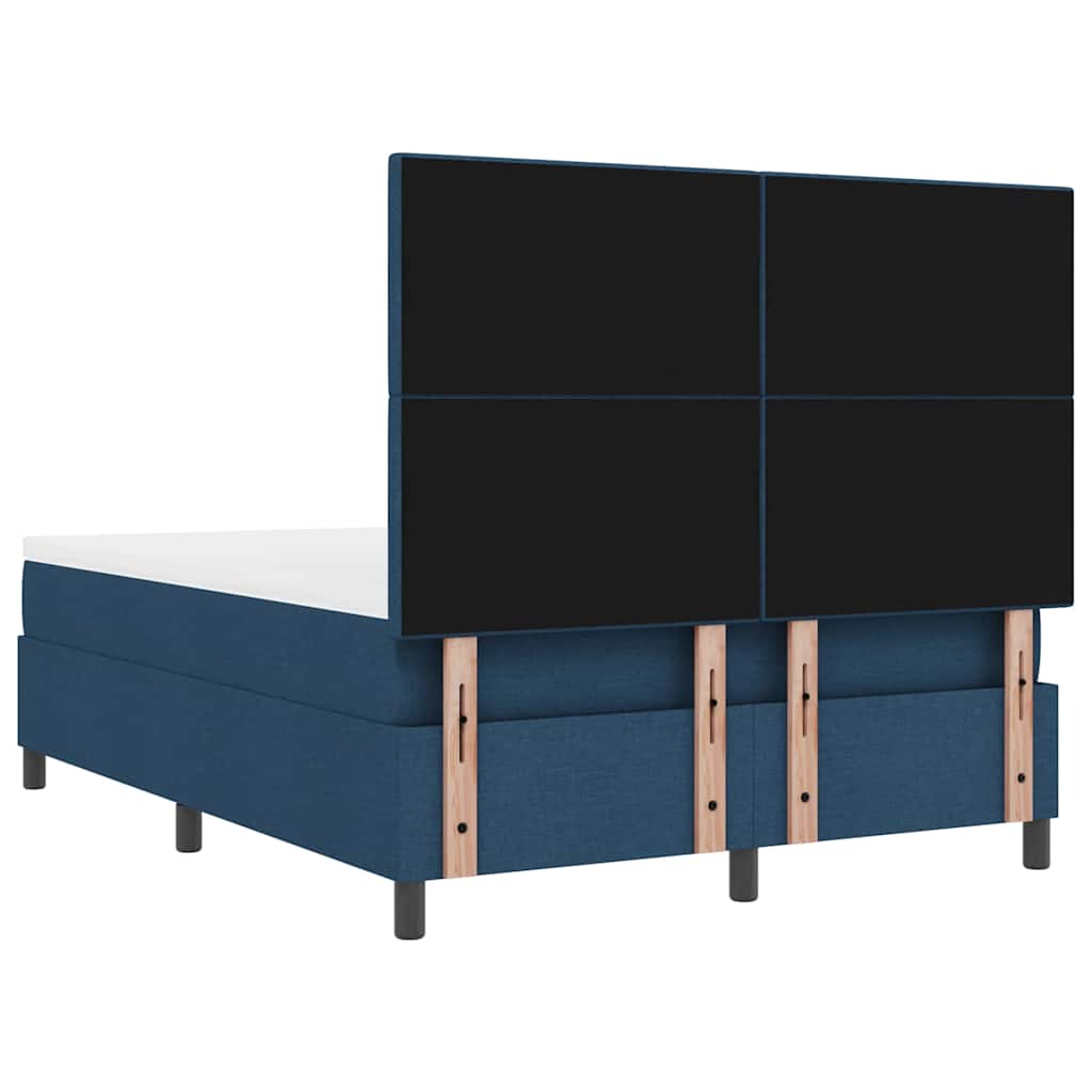 Lit à ressorts avec tête de lit Bleu 140 x 200 cm tissu