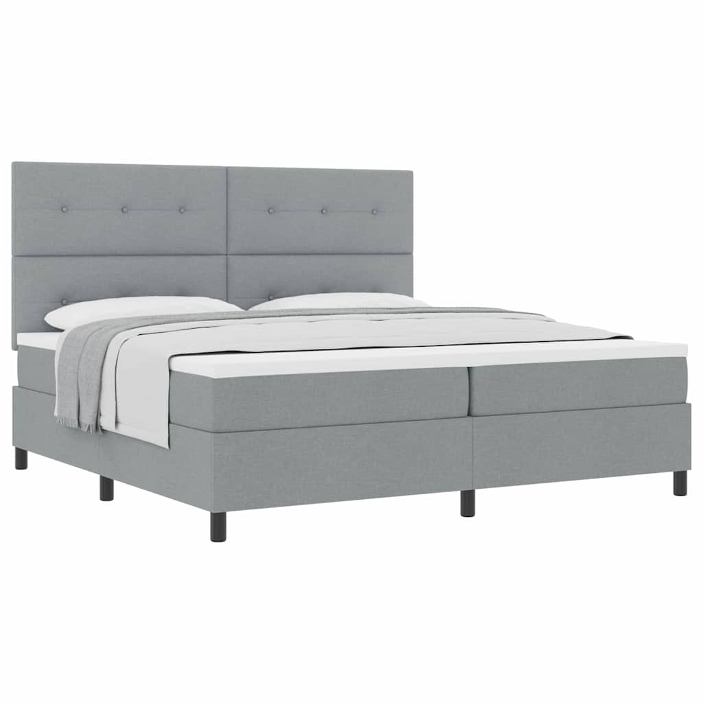 Lit à ressorts avec matelas Gris clair 200 x 200 cm tissu - XIOS