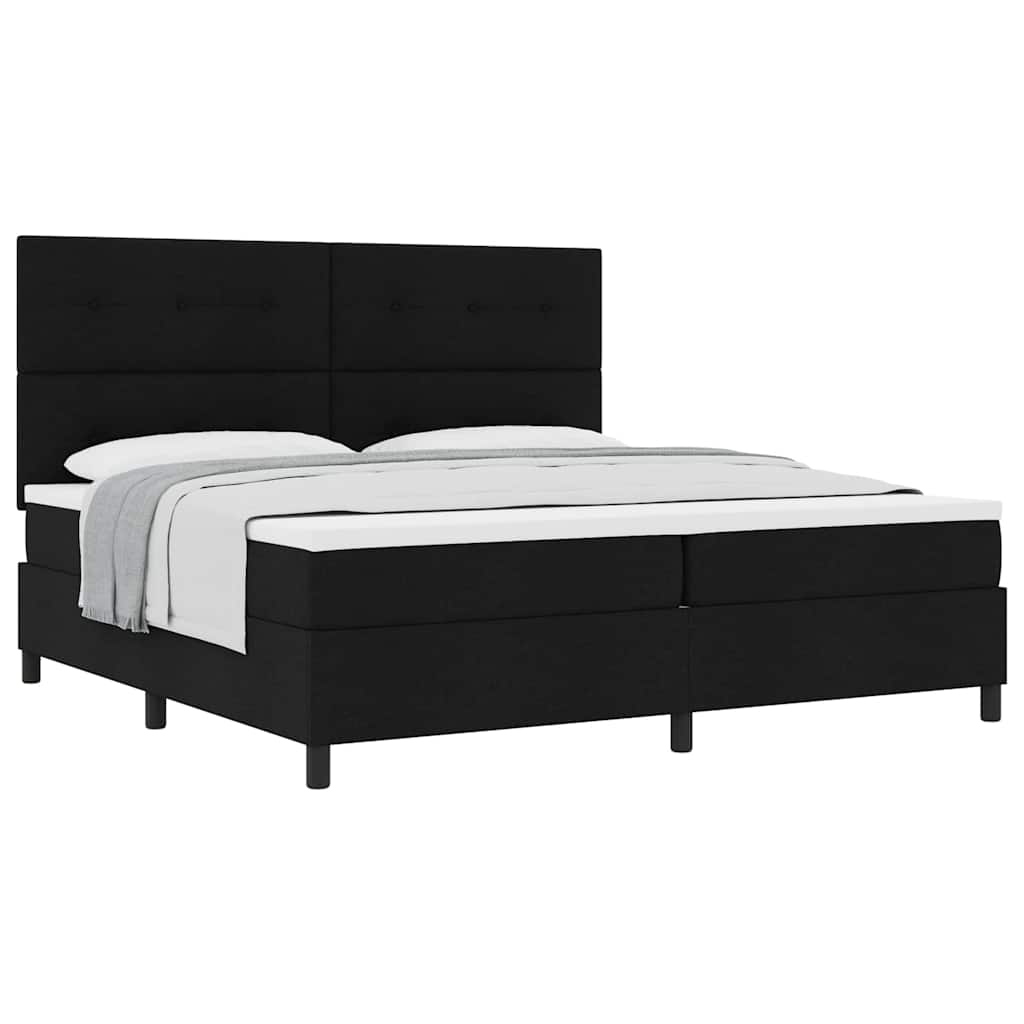 Lit à ressorts avec matelas Noir 200 x 200 cm tissu - XIOS
