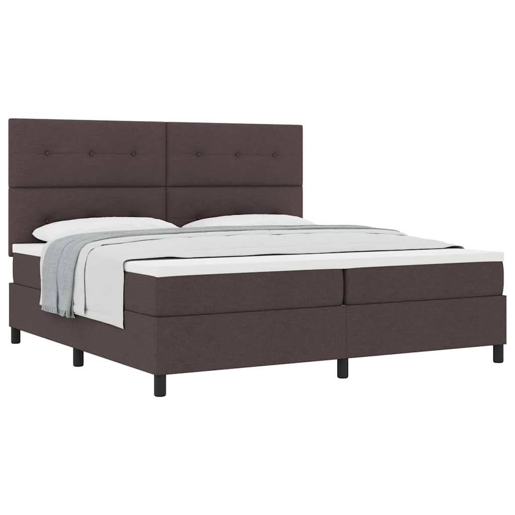 Lit à ressorts avec matelas Marron foncé 200 x 200 cm tissu - XIOS