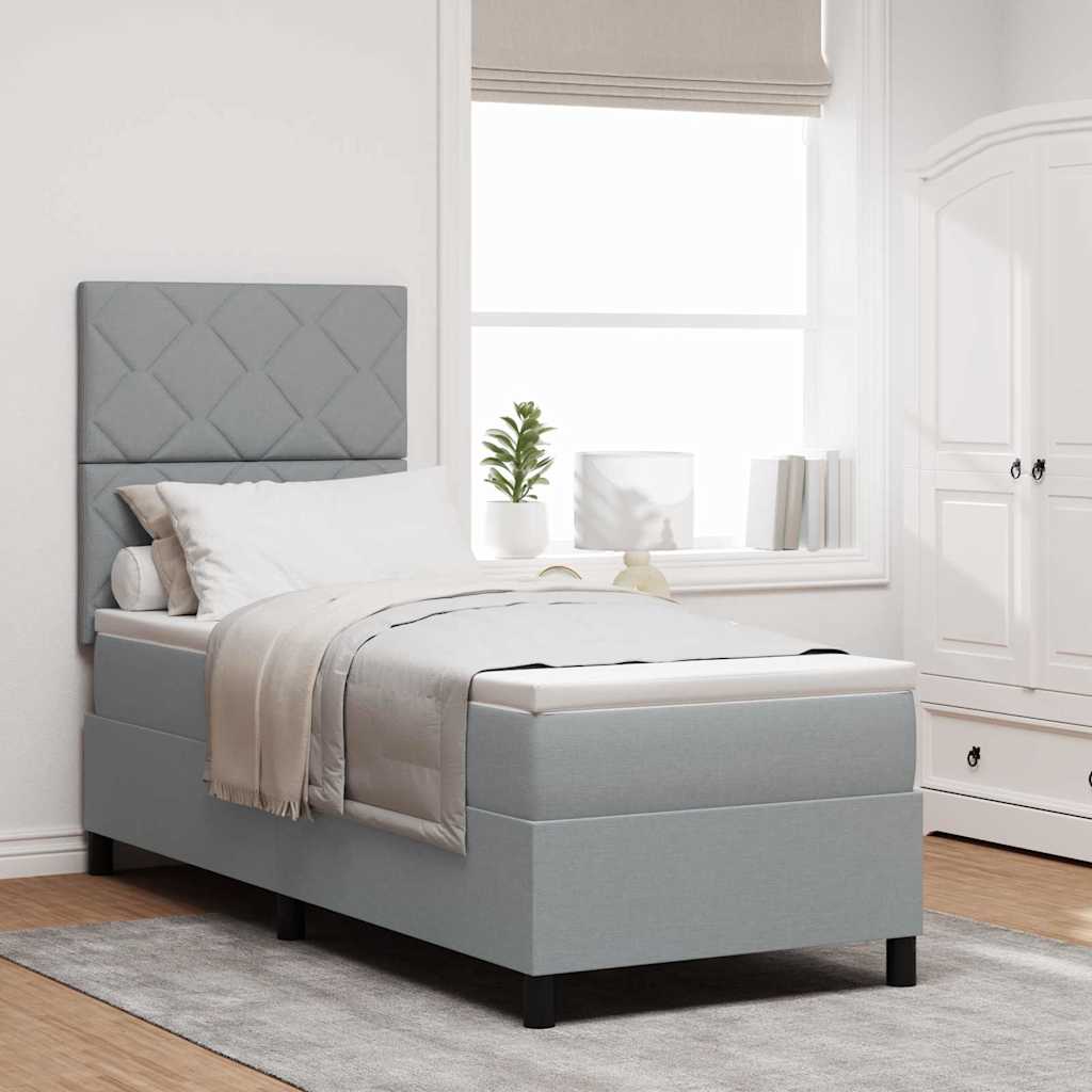 Lit à ressorts avec matelas Gris clair 80 x 200 cm tissu - XIOS