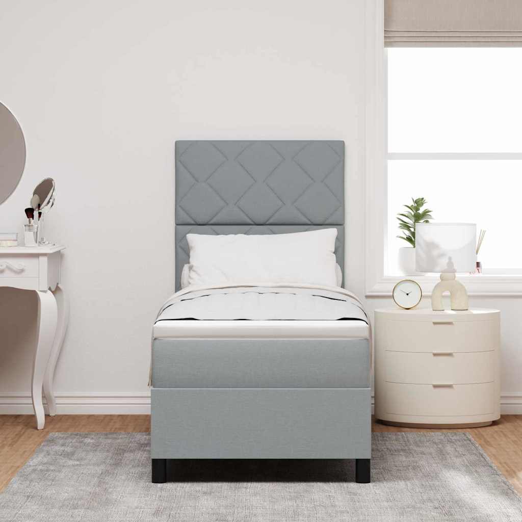 Lit à ressorts avec matelas Gris clair 80 x 200 cm tissu - XIOS