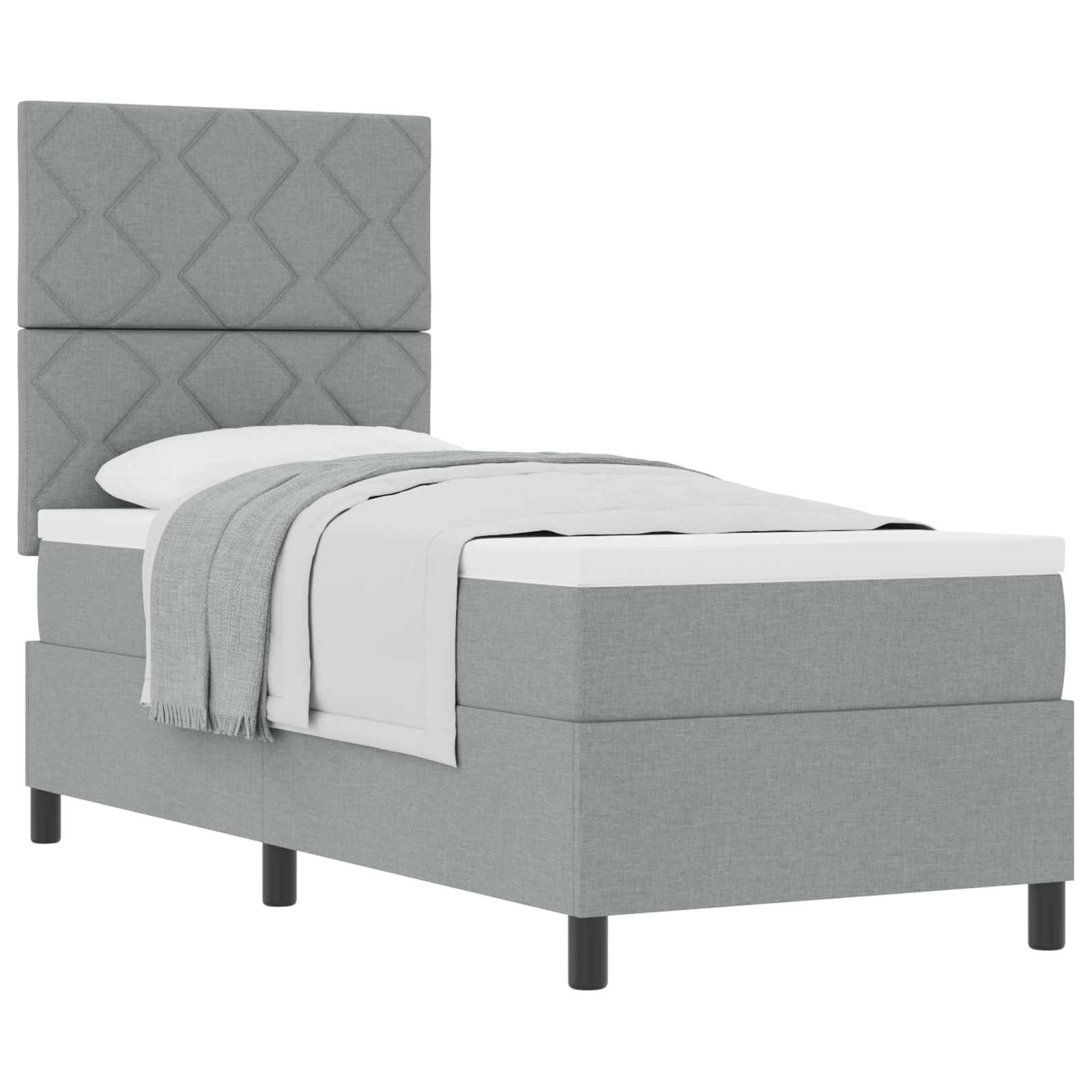 Lit à ressorts avec matelas Gris clair 80 x 200 cm tissu - XIOS