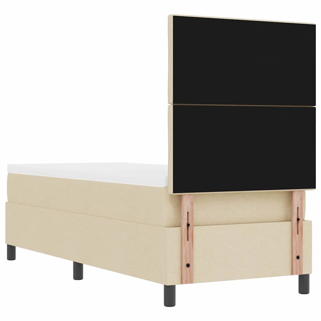 Lit à ressorts avec tête de lit Crème 80 x 200 cm tissu