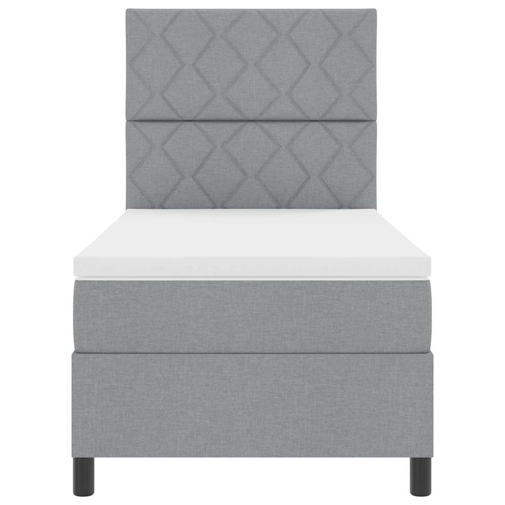 Lit à ressorts avec tête de lit Gris clair 90 x 190 cm tissu