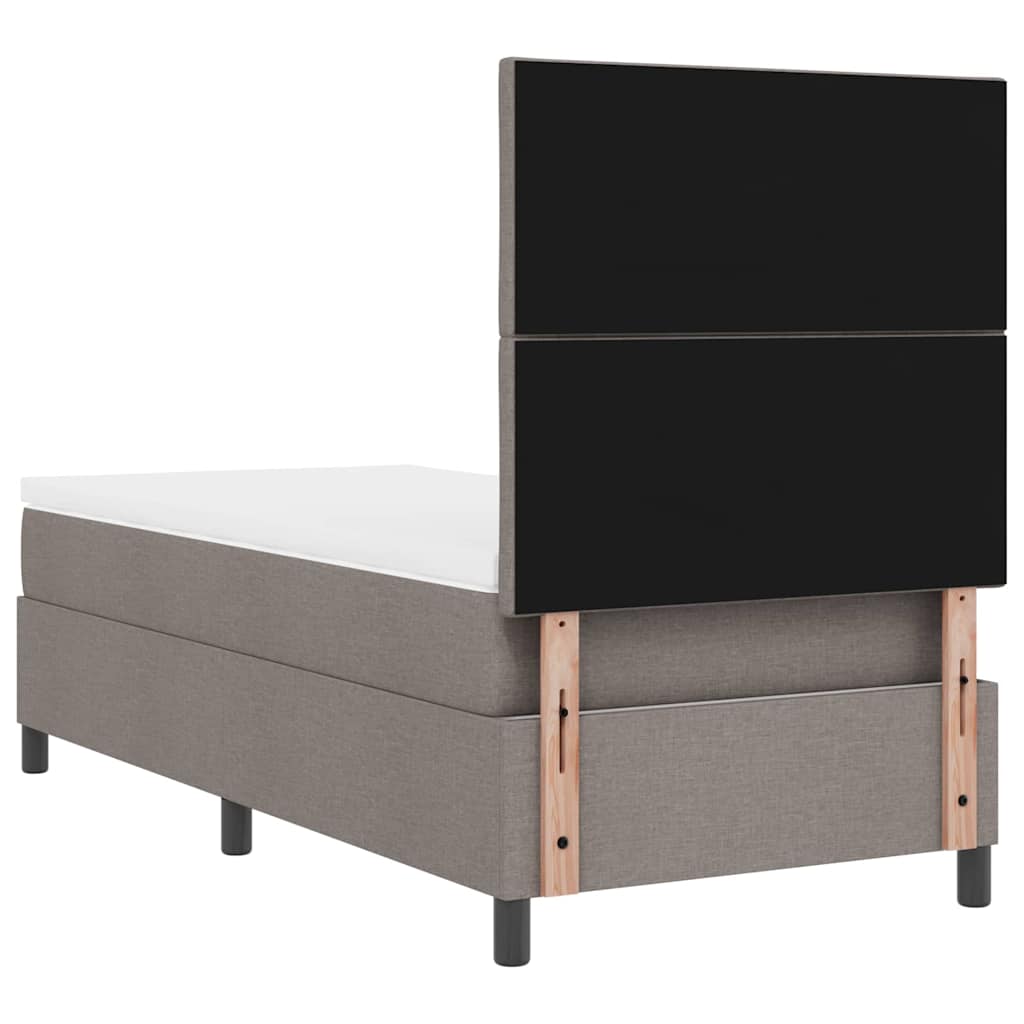 Lit à ressorts avec tête de lit Taupe 90 x 200 cm tissu
