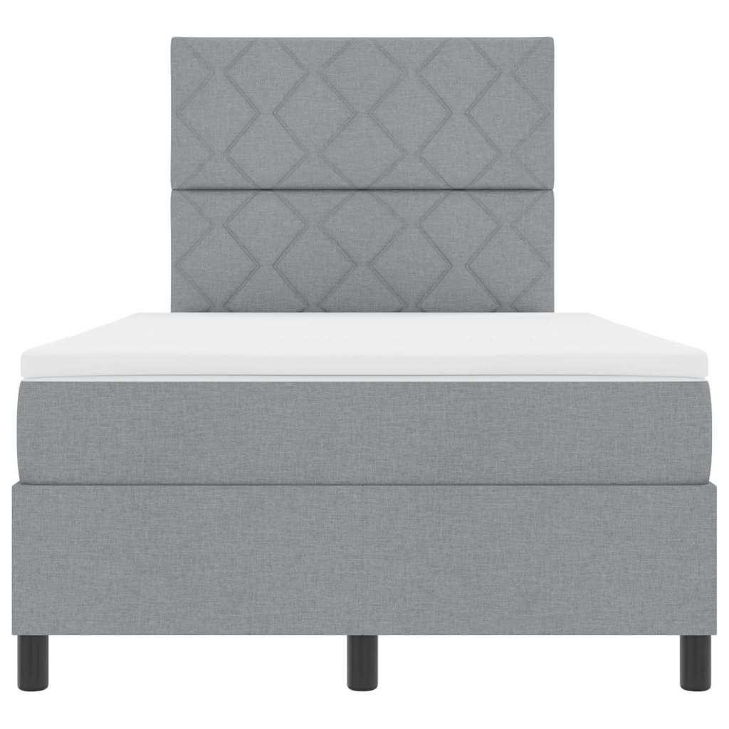 Lit à ressorts avec tête de lit Gris clair 120 x 190 cm tissu - XIOS