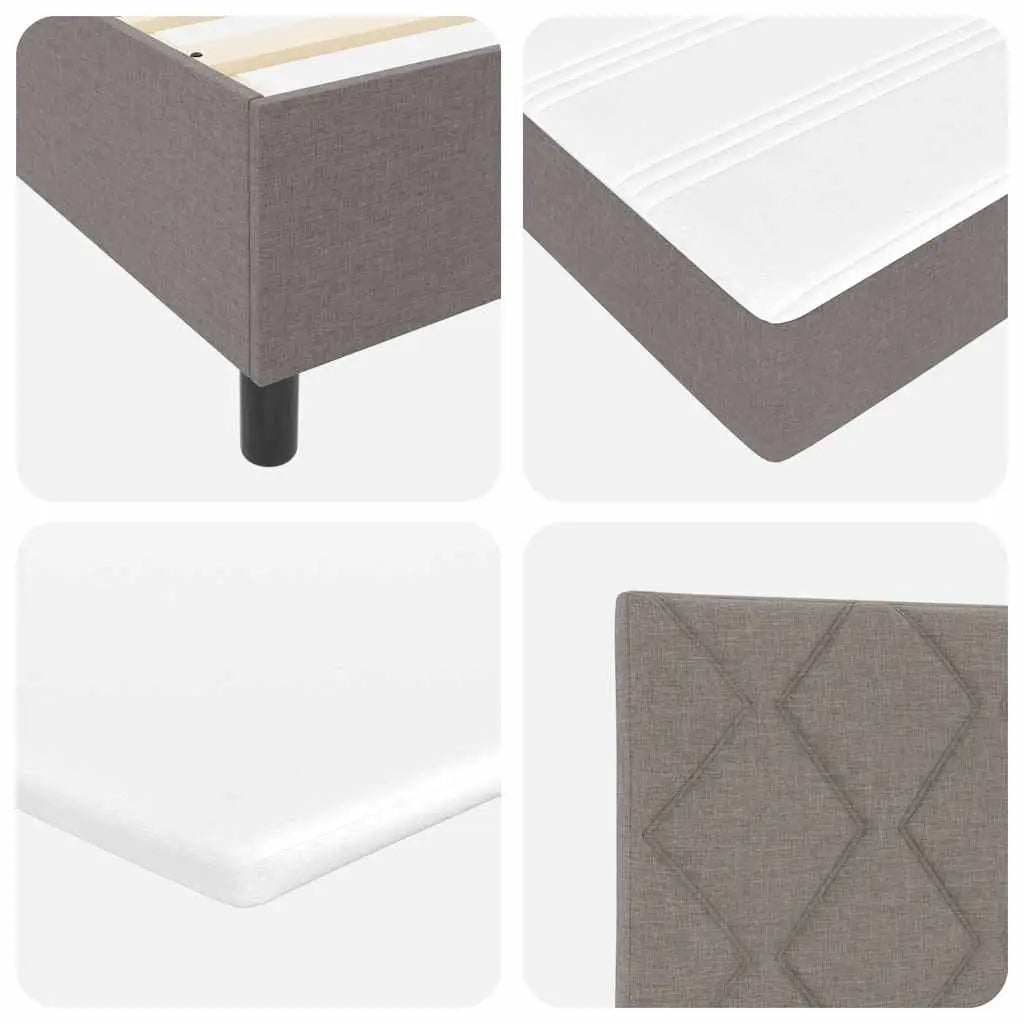 Lit à ressorts avec tête de lit Taupe 120 x 200 cm tissu - XIOS
