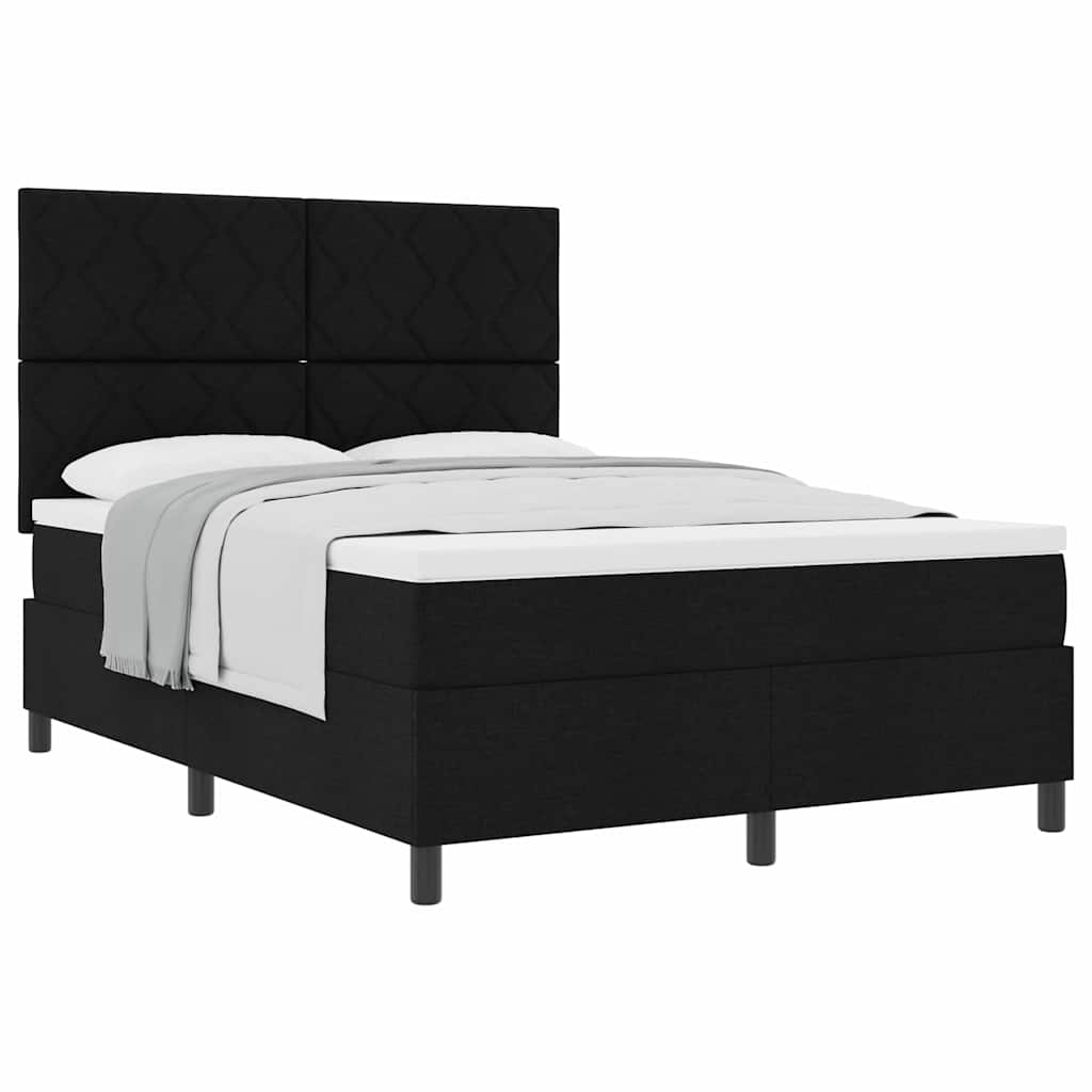 Lit à ressorts avec matelas Noir 140 x 190 cm tissu - XIOS