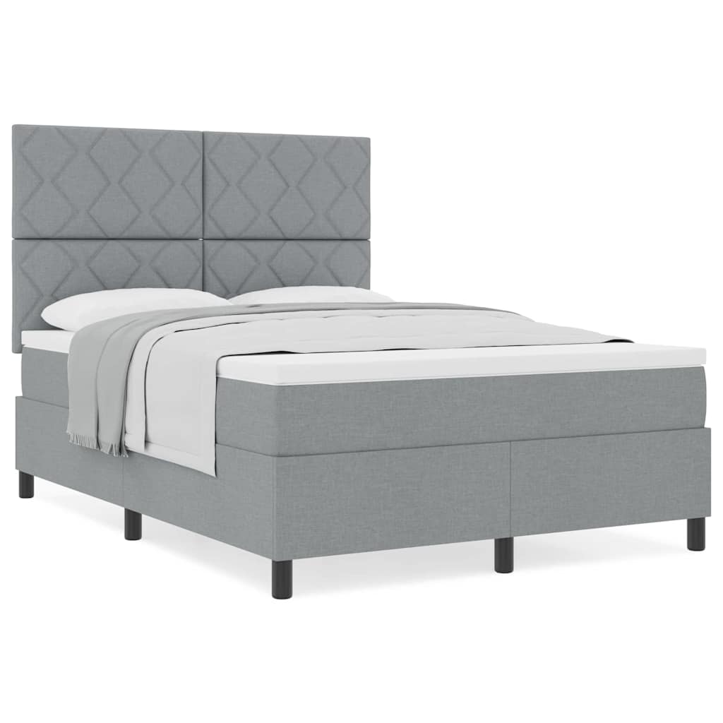 Lit à ressorts avec matelas Gris clair 140 x 200 cm tissu - XIOS