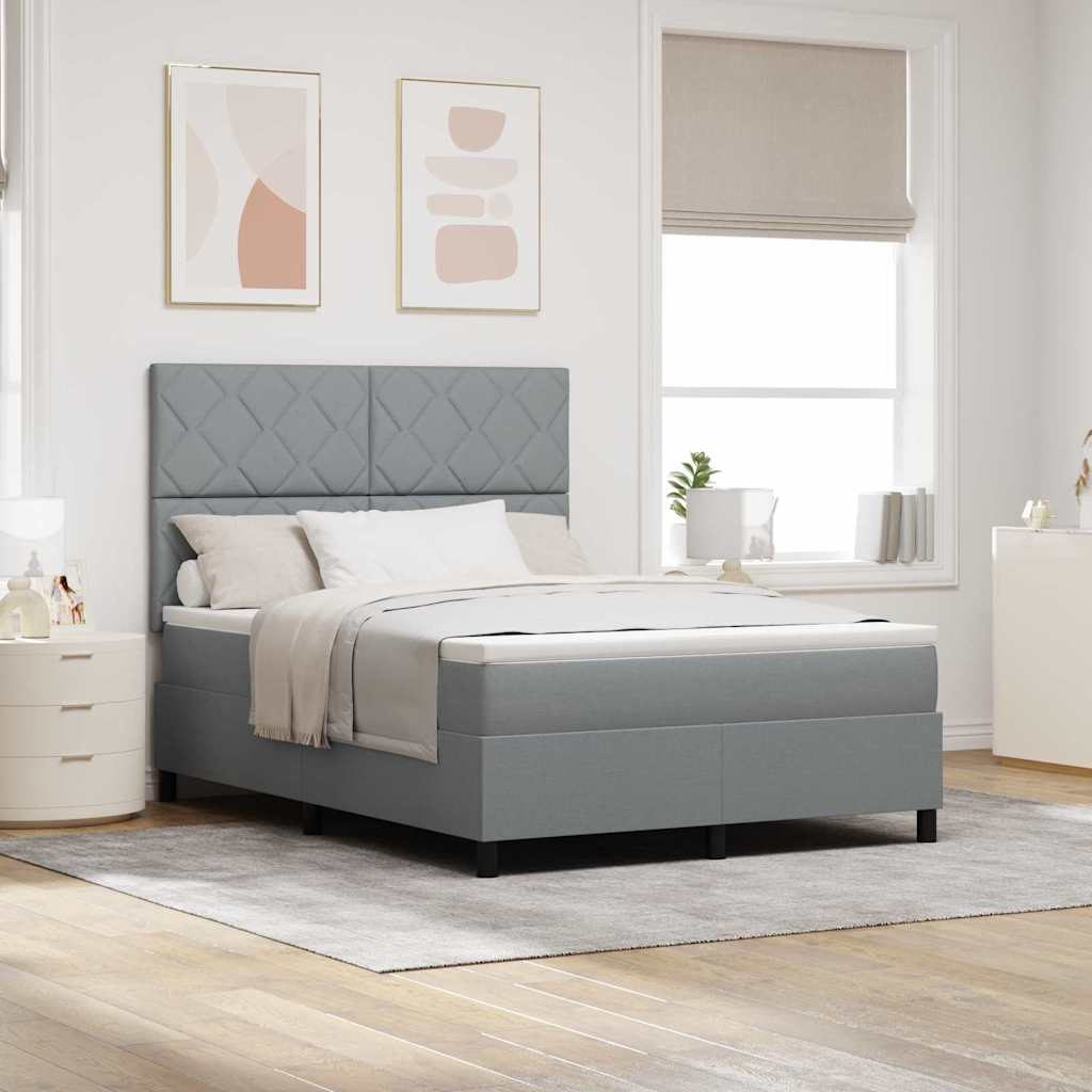 Lit à ressorts avec matelas Gris clair 160 x 200 cm tissu - XIOS