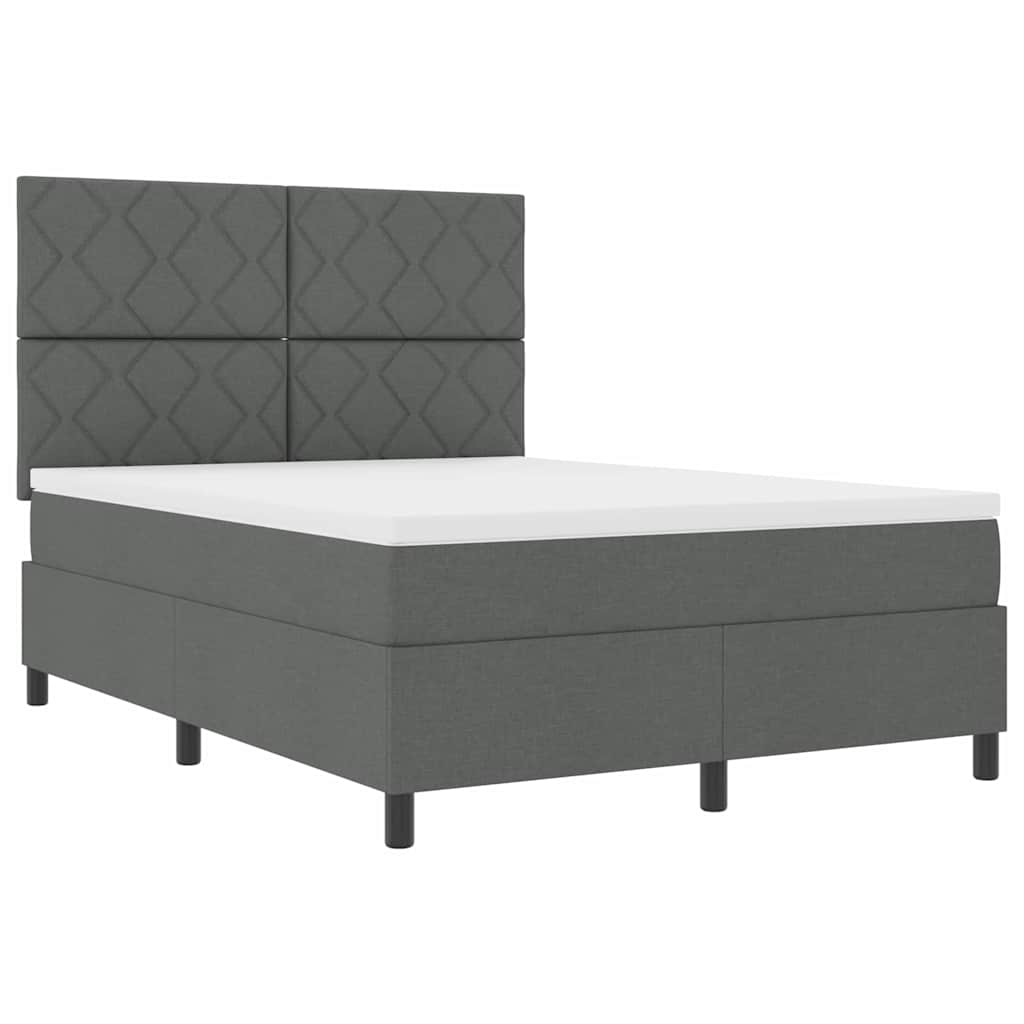 Lit à ressorts avec matelas Gris foncé 160 x 200 cm tissu - XIOS