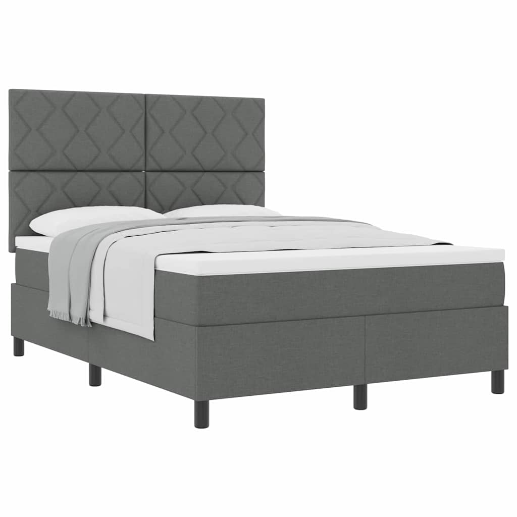 Lit à ressorts avec matelas Gris foncé 160 x 200 cm tissu - XIOS
