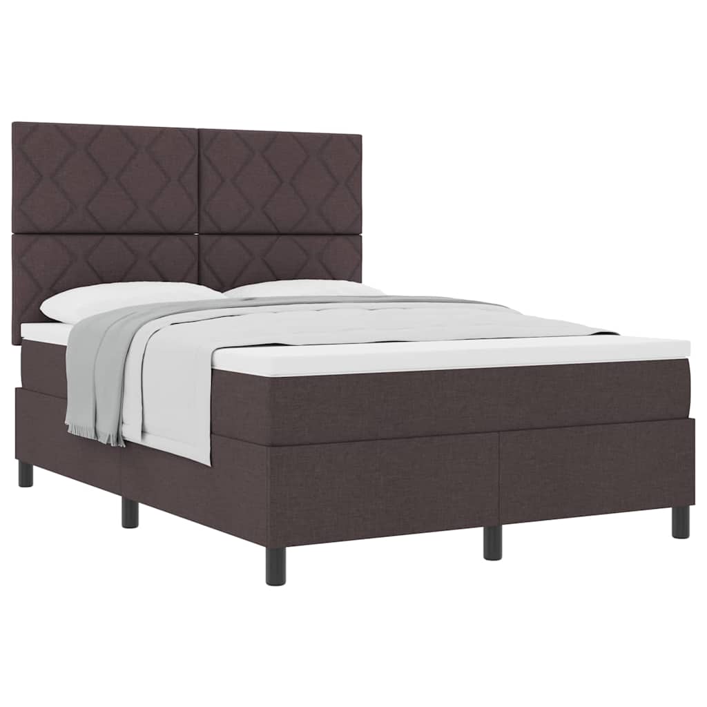Lit à ressorts avec matelas Marron foncé 160 x 200 cm tissu - XIOS