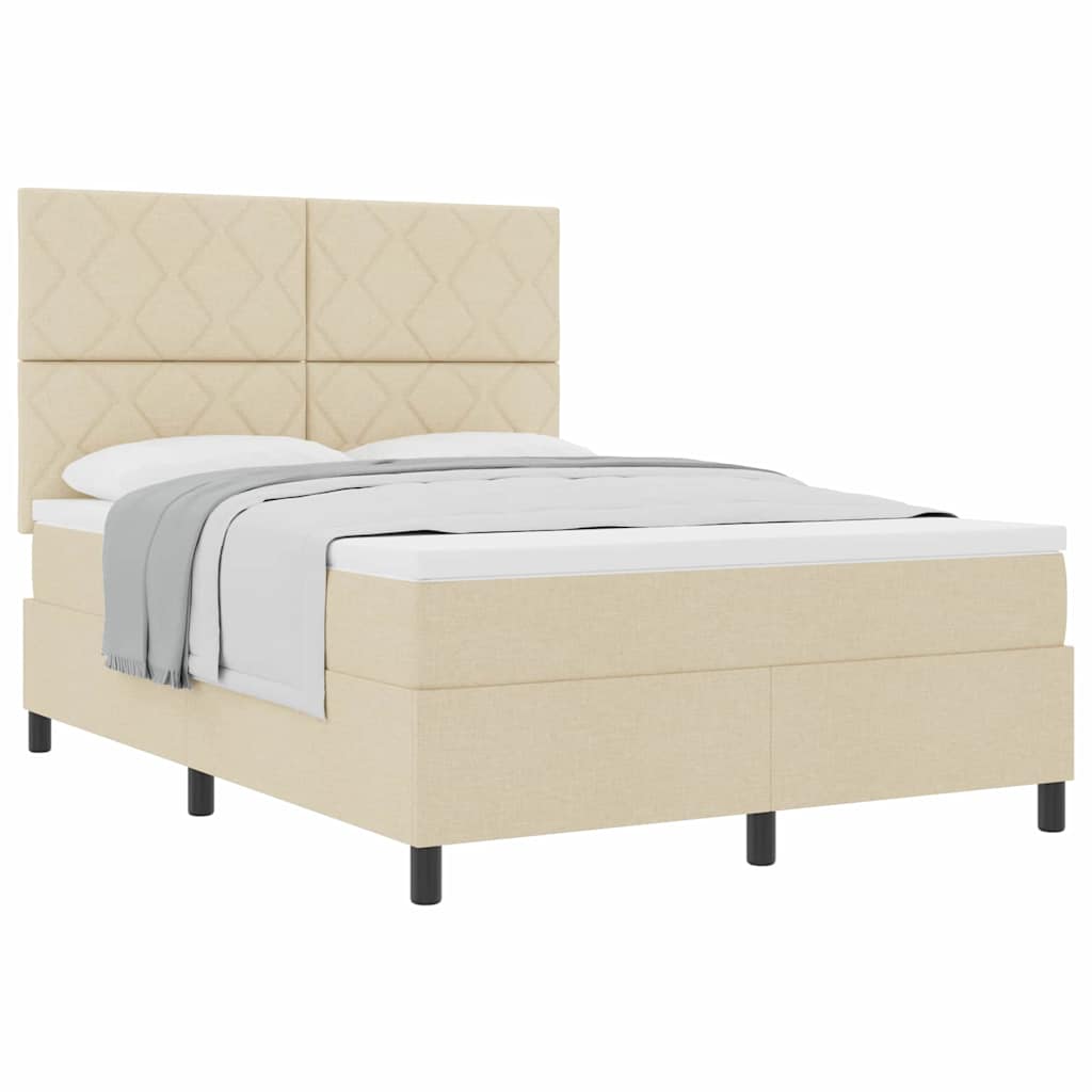 Lit à ressorts avec matelas Crème 160 x 200 cm tissu - XIOS