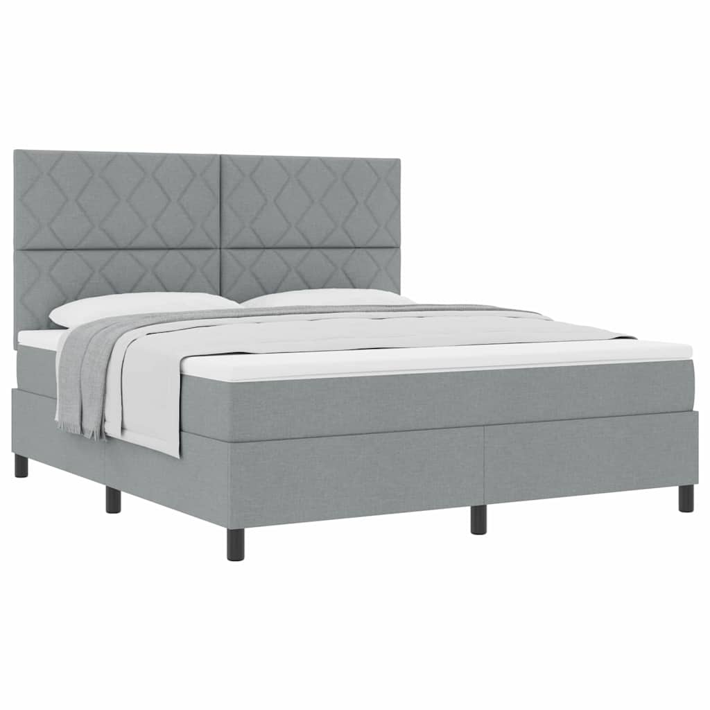 Lit à ressorts avec matelas Gris clair 180 x 200 cm tissu - XIOS