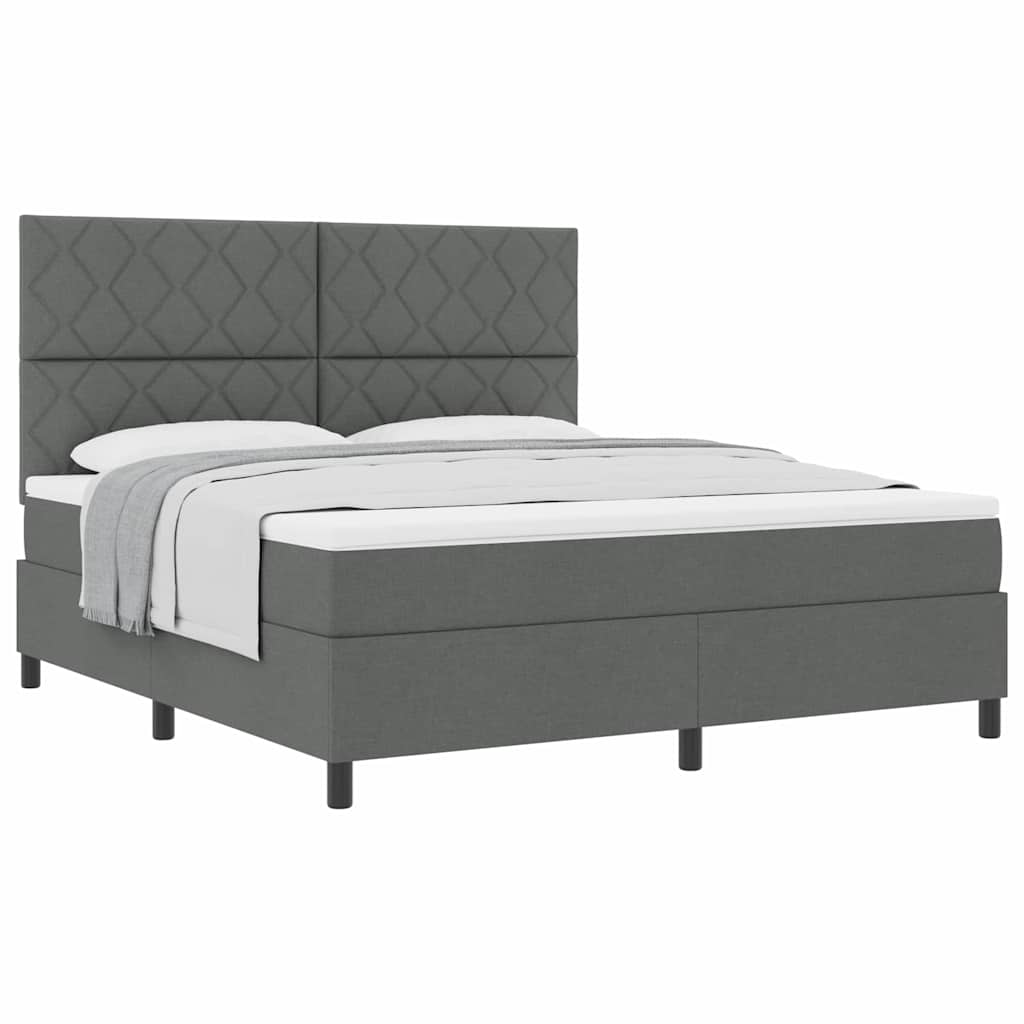Lit à ressorts avec matelas Gris foncé 180 x 200 cm tissu - XIOS