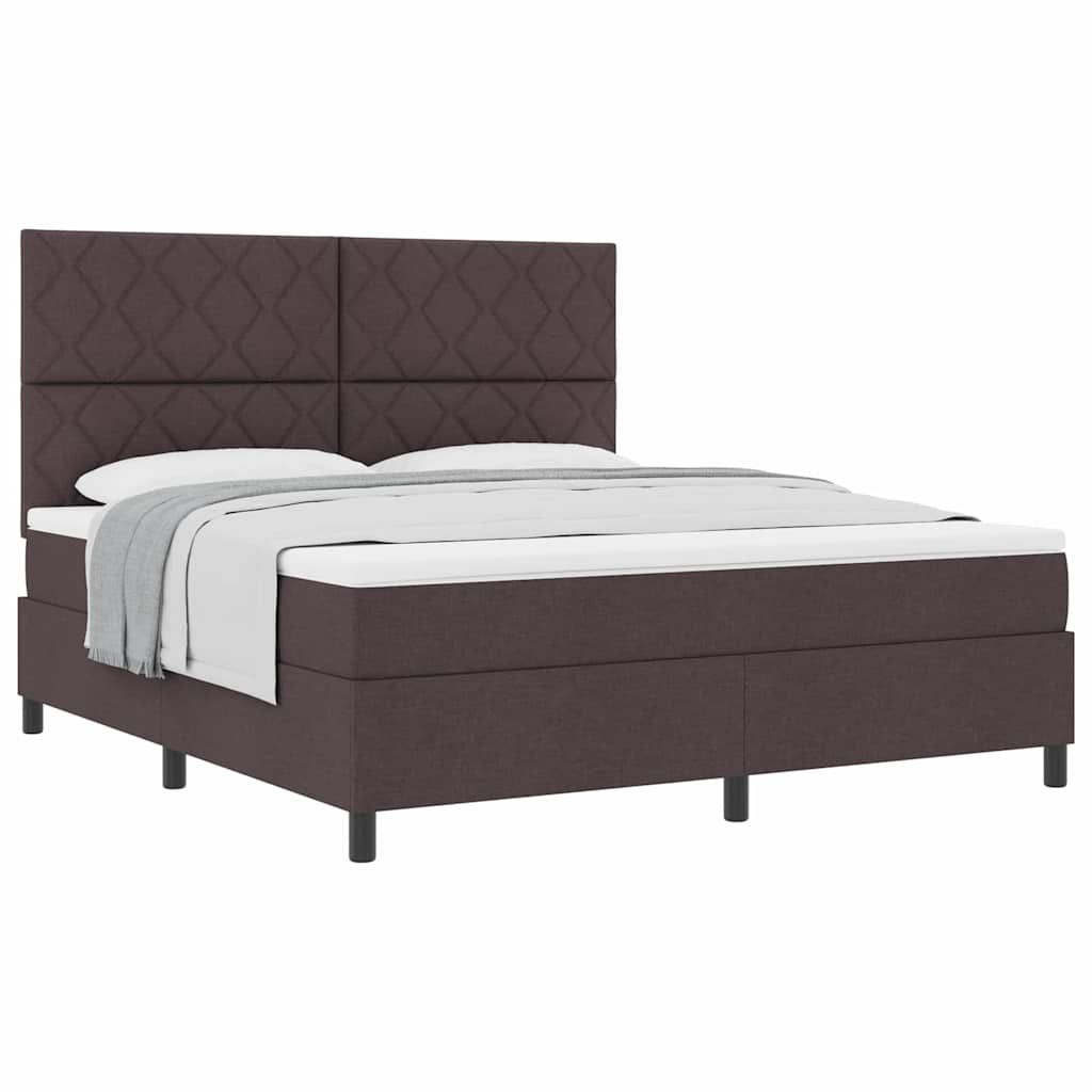 Lit à ressorts avec matelas Marron foncé 180 x 200 cm tissu - XIOS