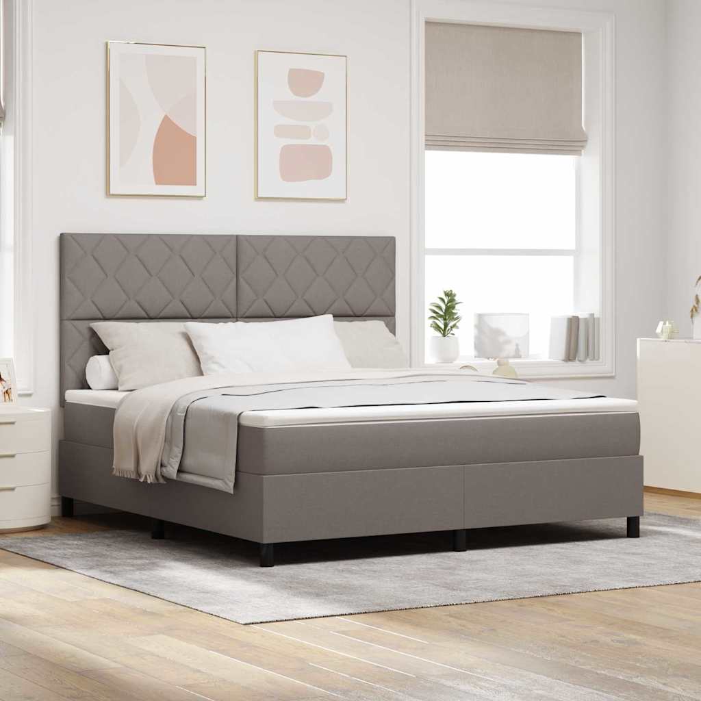 Lit à ressorts avec matelas Taupe 180 x 200 cm tissu - XIOS