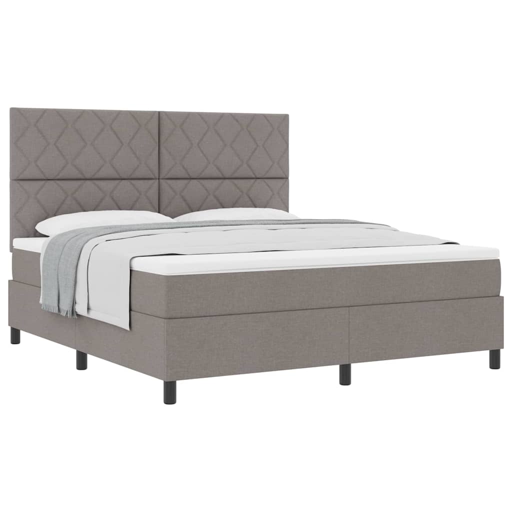 Lit à ressorts avec matelas Taupe 180 x 200 cm tissu - XIOS