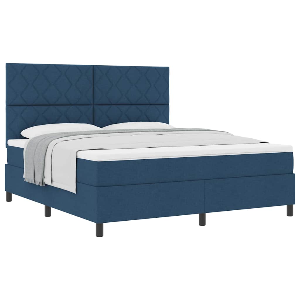 Lit à ressorts avec matelas Bleu 180 x 200 cm tissu - XIOS