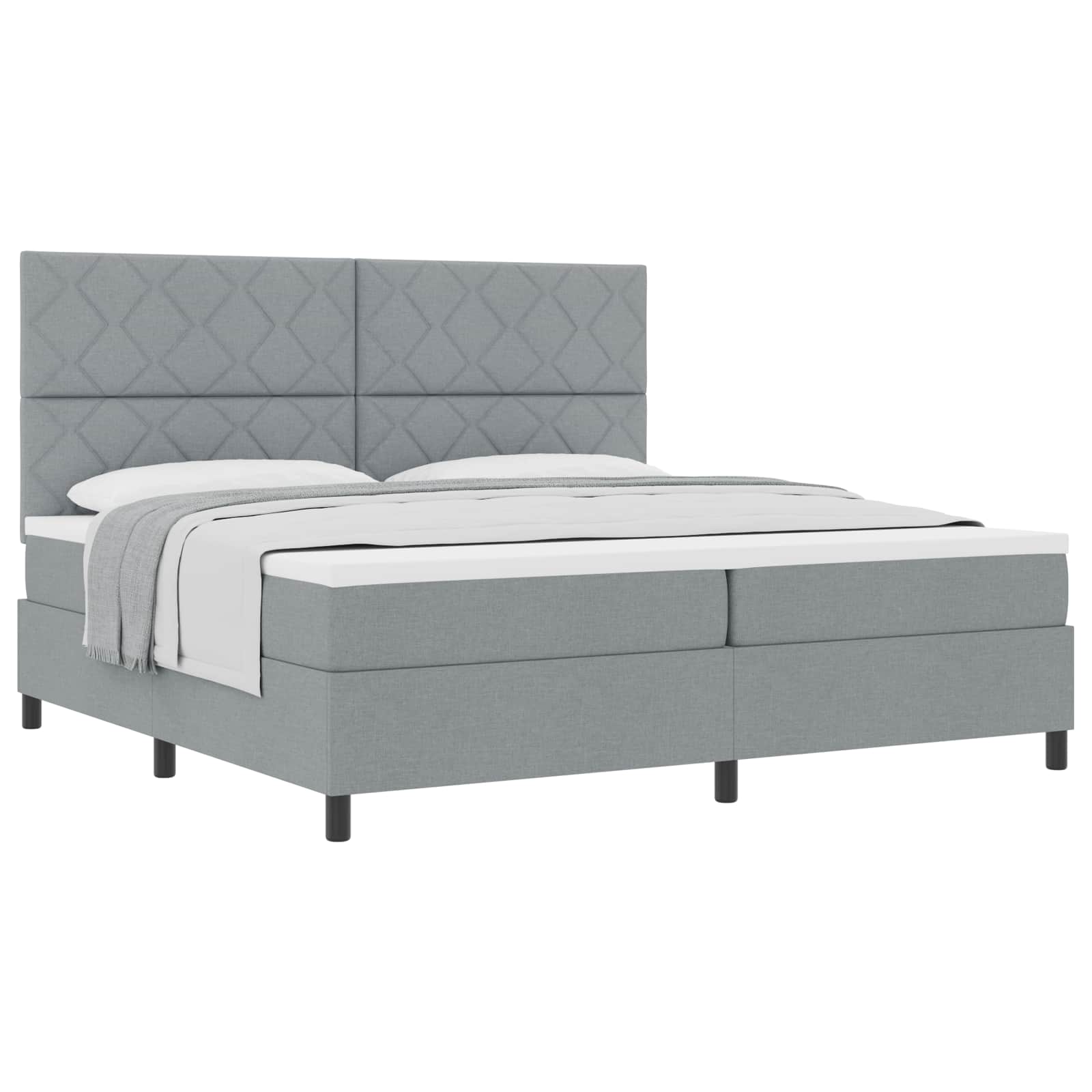 Lit à ressorts avec matelas Gris clair 200 x 200 cm tissu - XIOS