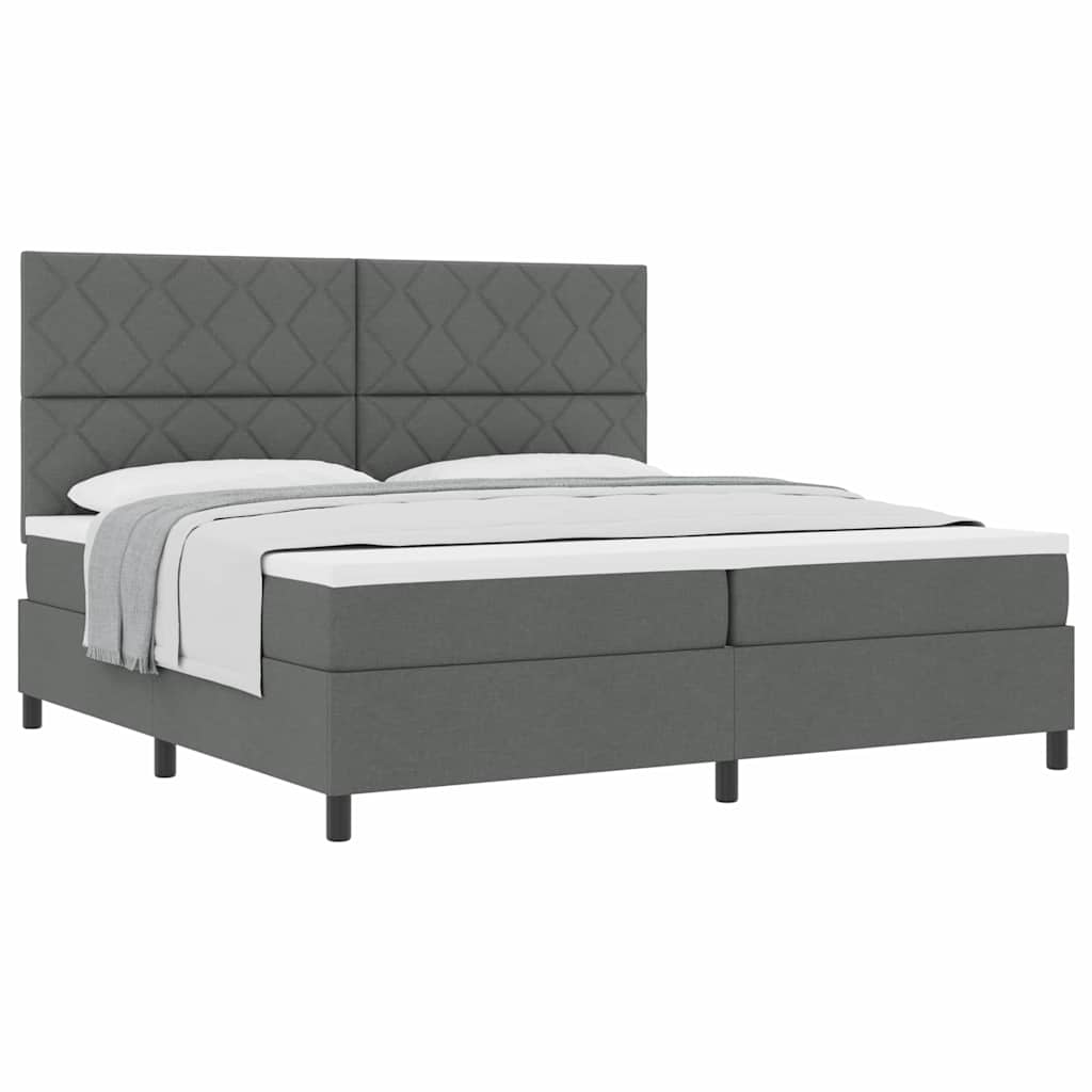 Lit à ressorts avec matelas Gris foncé 200 x 200 cm tissu - XIOS
