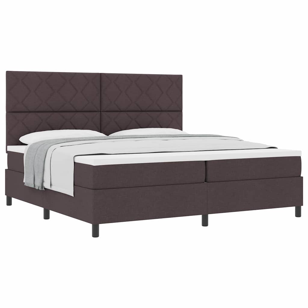 Lit à ressorts avec matelas Marron foncé 200 x 200 cm tissu - XIOS