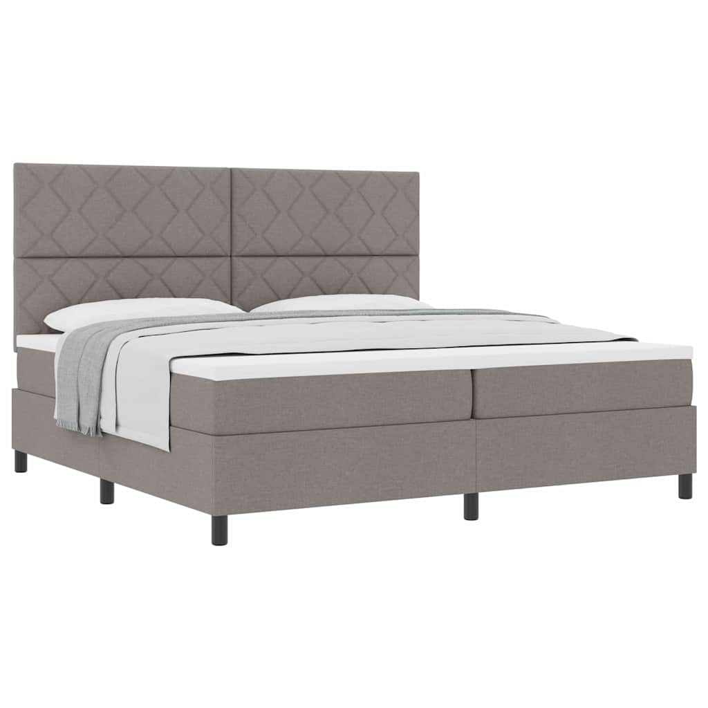 Lit à ressorts avec matelas Taupe 200 x 200 cm tissu - XIOS