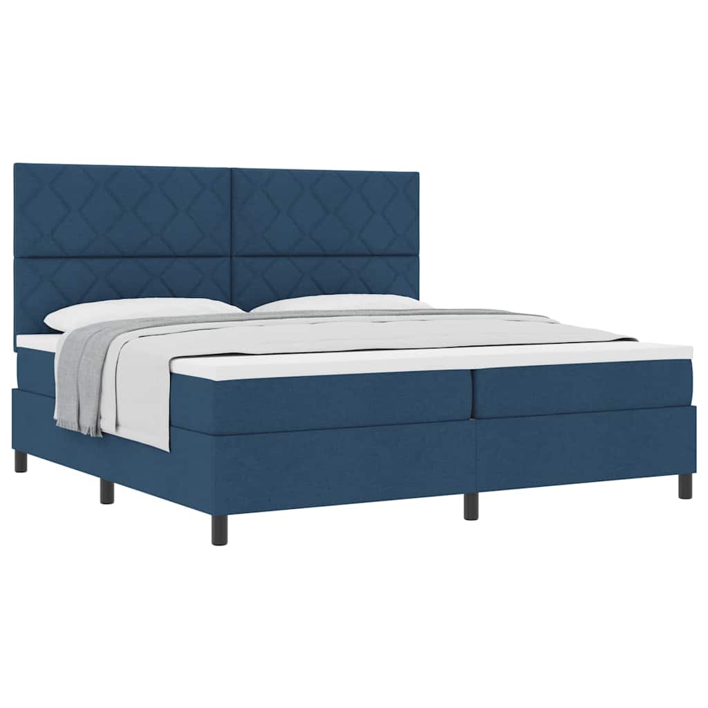 Lit à ressorts avec matelas Bleu 200 x 200 cm tissu - XIOS