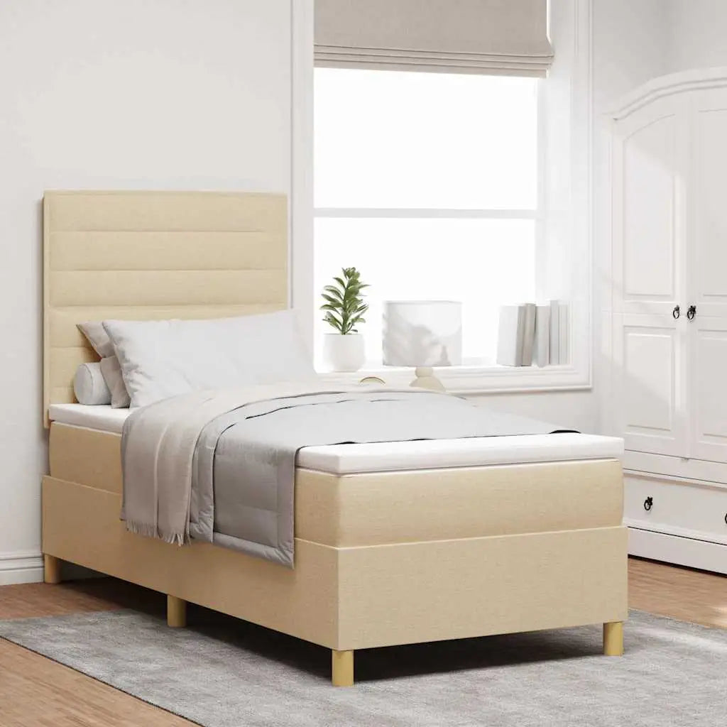 Lit à ressorts avec matelas Crème 90 x 190 cm tissu - XIOS