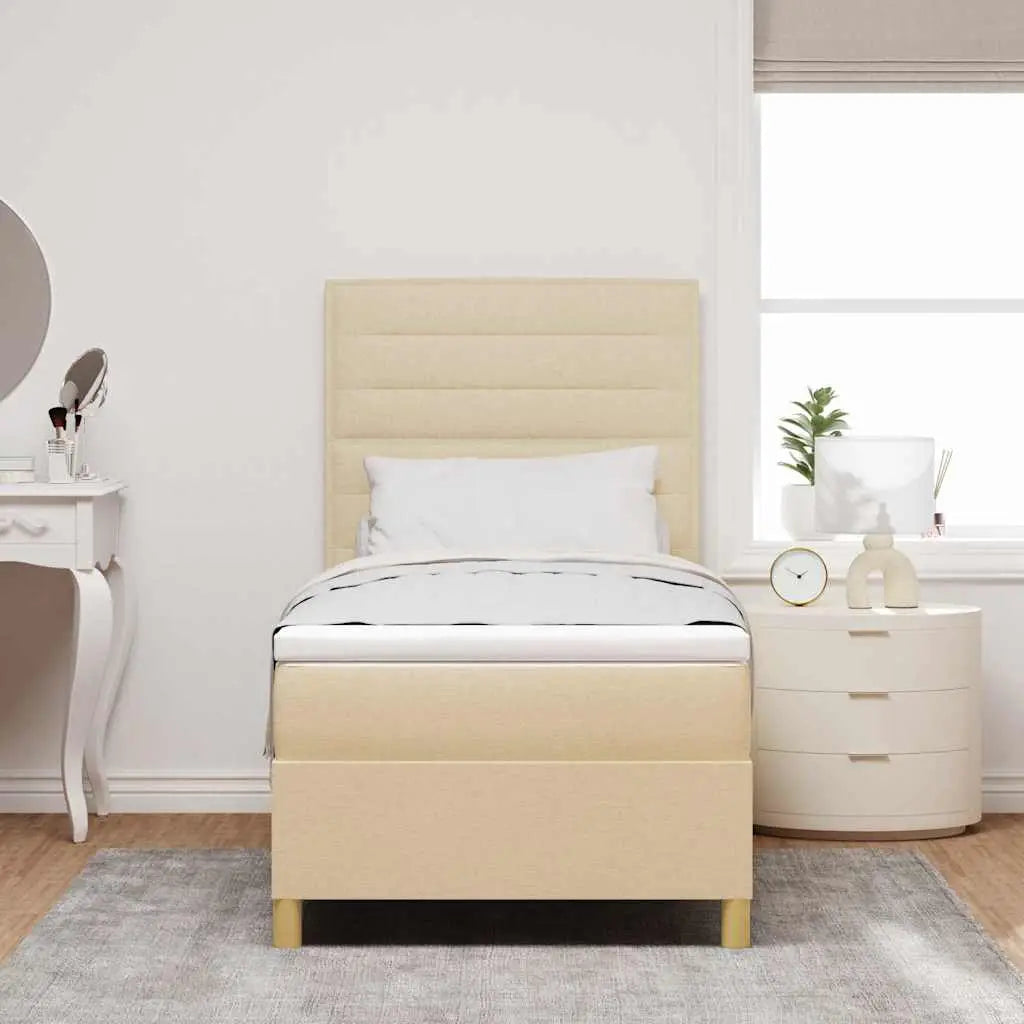 Lit à ressorts avec matelas Crème 90 x 190 cm tissu - XIOS