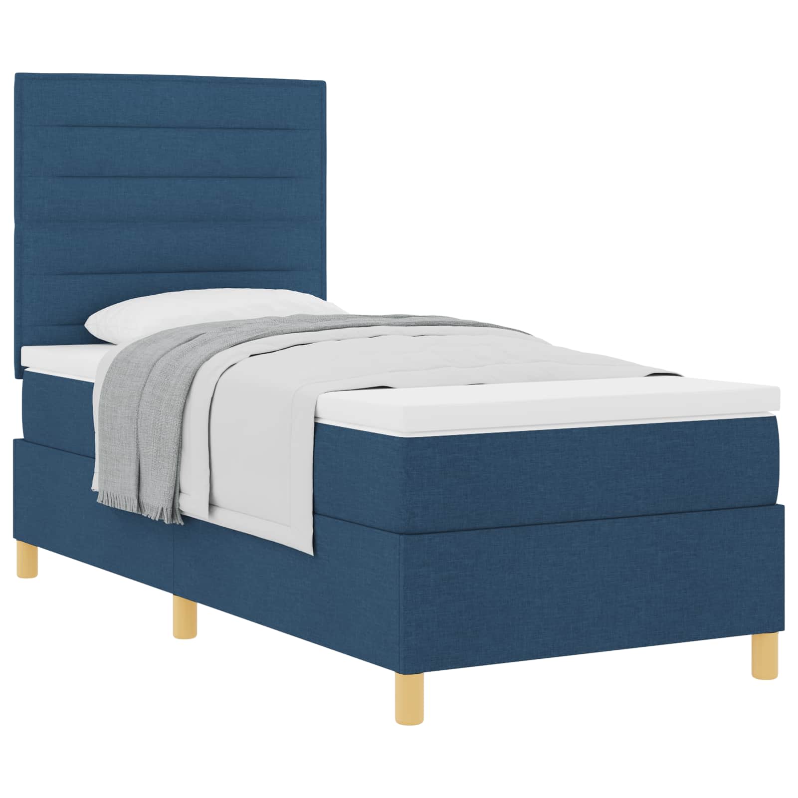 Lit à ressorts avec matelas Bleu 90 x 200 cm tissu - XIOS