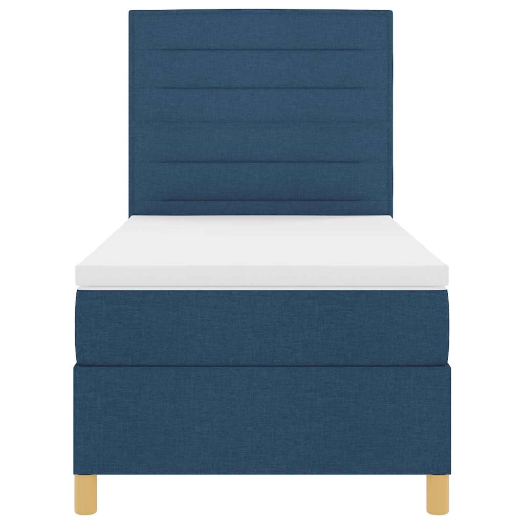 Lit à ressorts avec matelas Bleu 90 x 200 cm tissu - XIOS