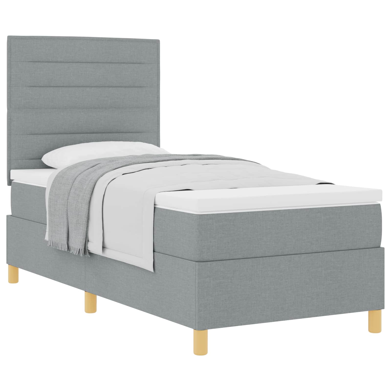 Lit à ressorts avec matelas Gris clair 100 x 200 cm tissu - XIOS