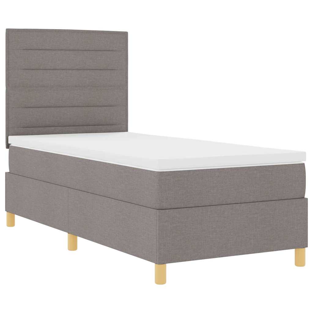 Lit à ressorts avec matelas Taupe 100 x 200 cm tissu - XIOS