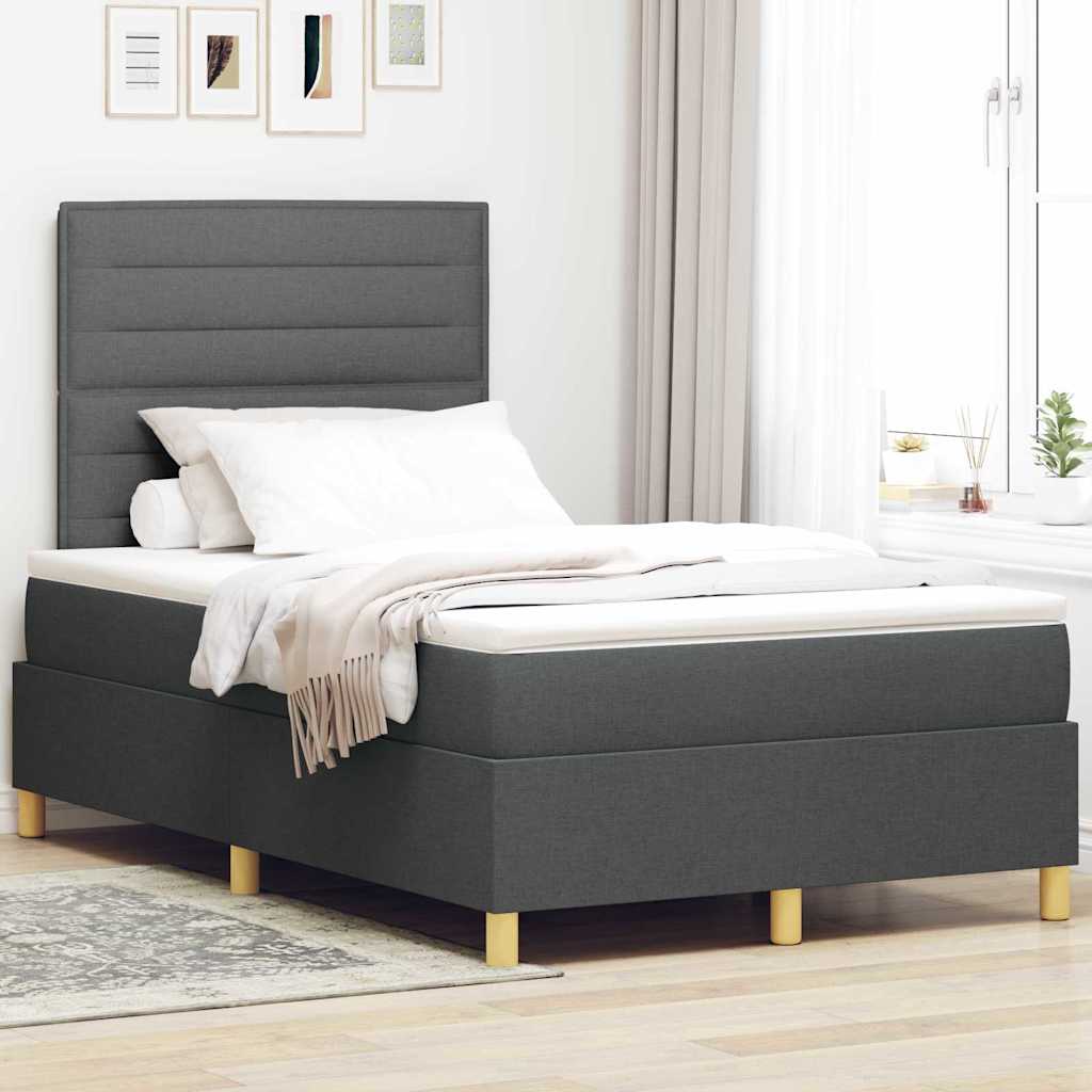 Lit à ressorts avec matelas Gris foncé 120 x 190 cm tissu - XIOS