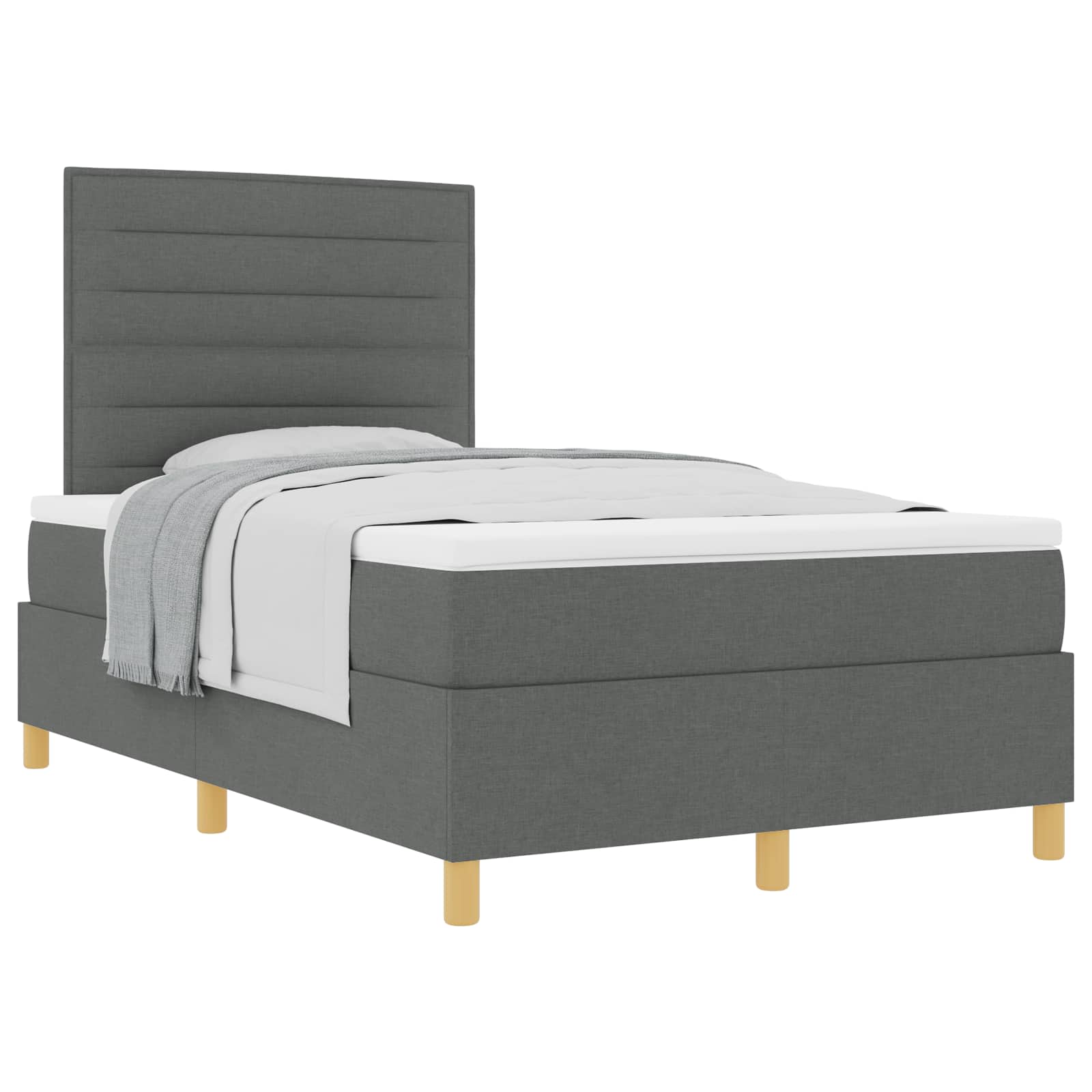 Lit à ressorts avec matelas Gris foncé 120 x 190 cm tissu - XIOS