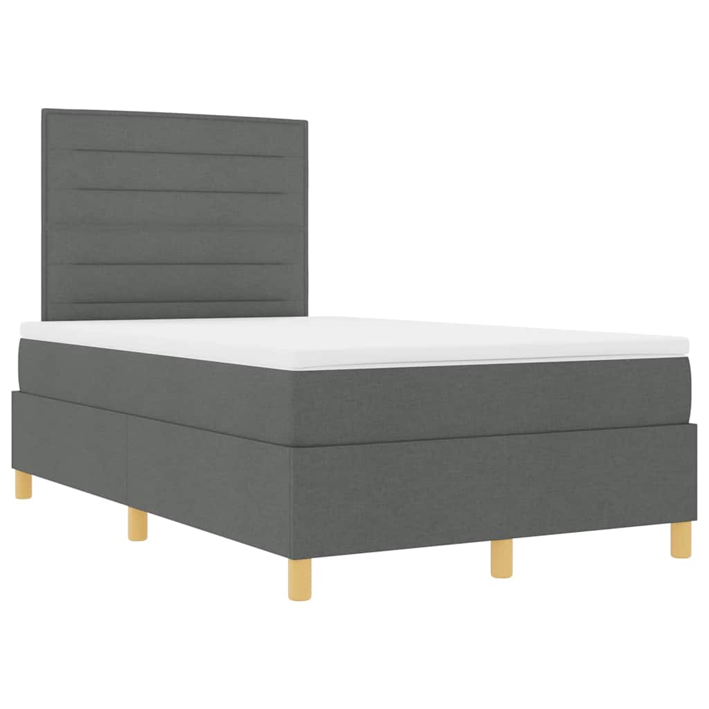 Lit à ressorts avec matelas Gris foncé 120 x 190 cm tissu - XIOS