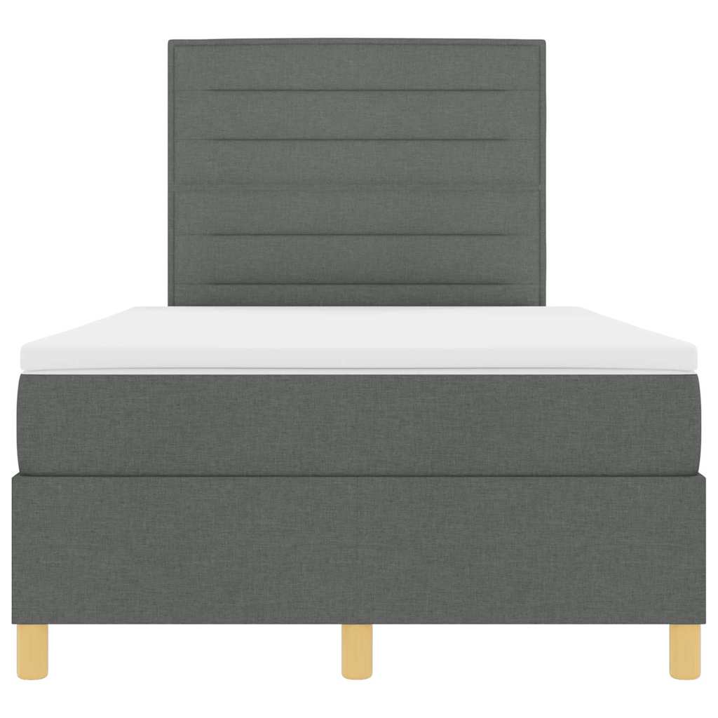 Lit à ressorts avec matelas Gris foncé 120 x 190 cm tissu - XIOS