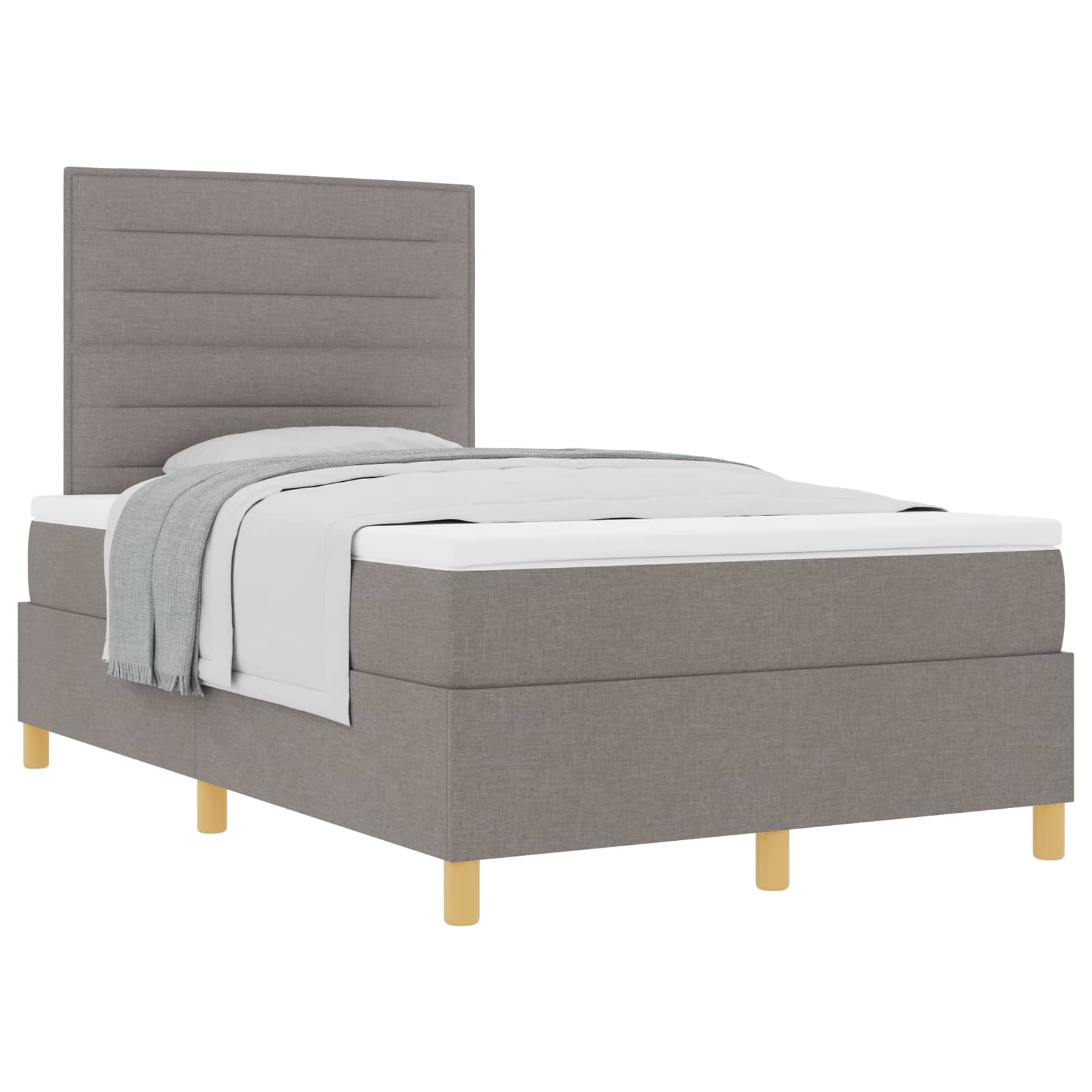 Lit à ressorts avec matelas Taupe 120 x 190 cm tissu - XIOS
