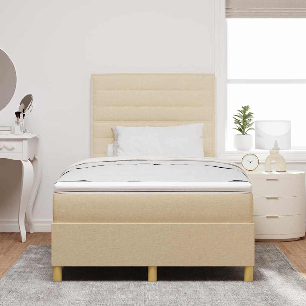 Lit à ressorts avec matelas Crème 120 x 190 cm tissu - XIOS