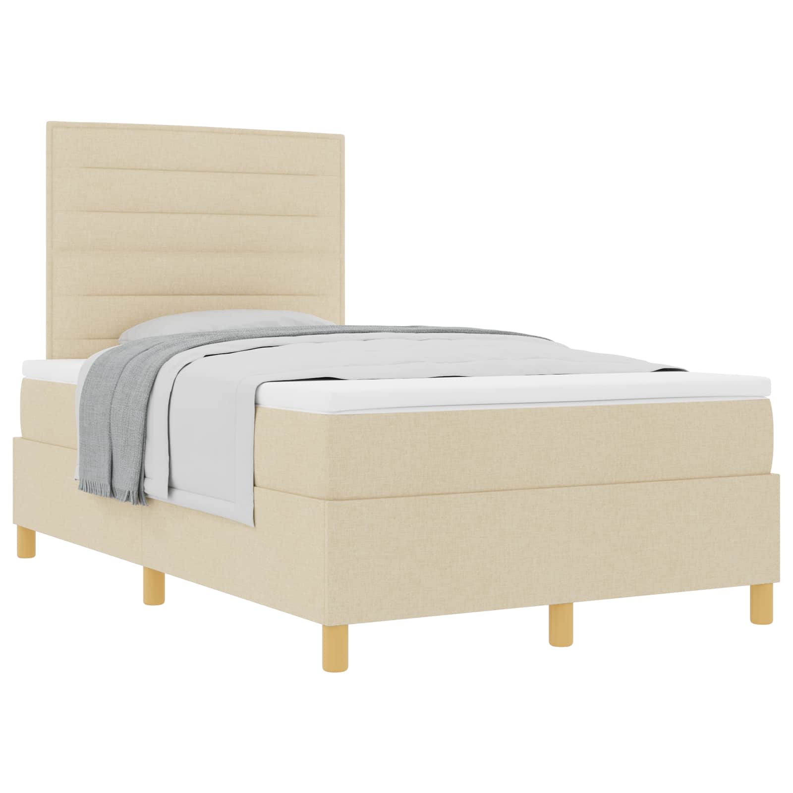 Lit à ressorts avec matelas Crème 120 x 190 cm tissu - XIOS