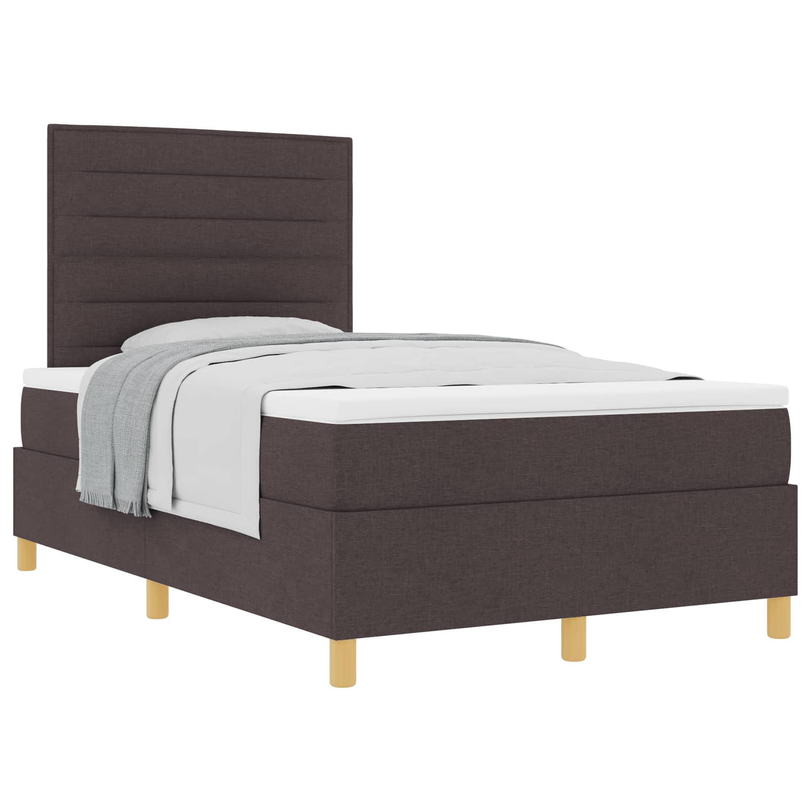 Lit à ressorts avec matelas Marron foncé 120 x 200 cm tissu - XIOS