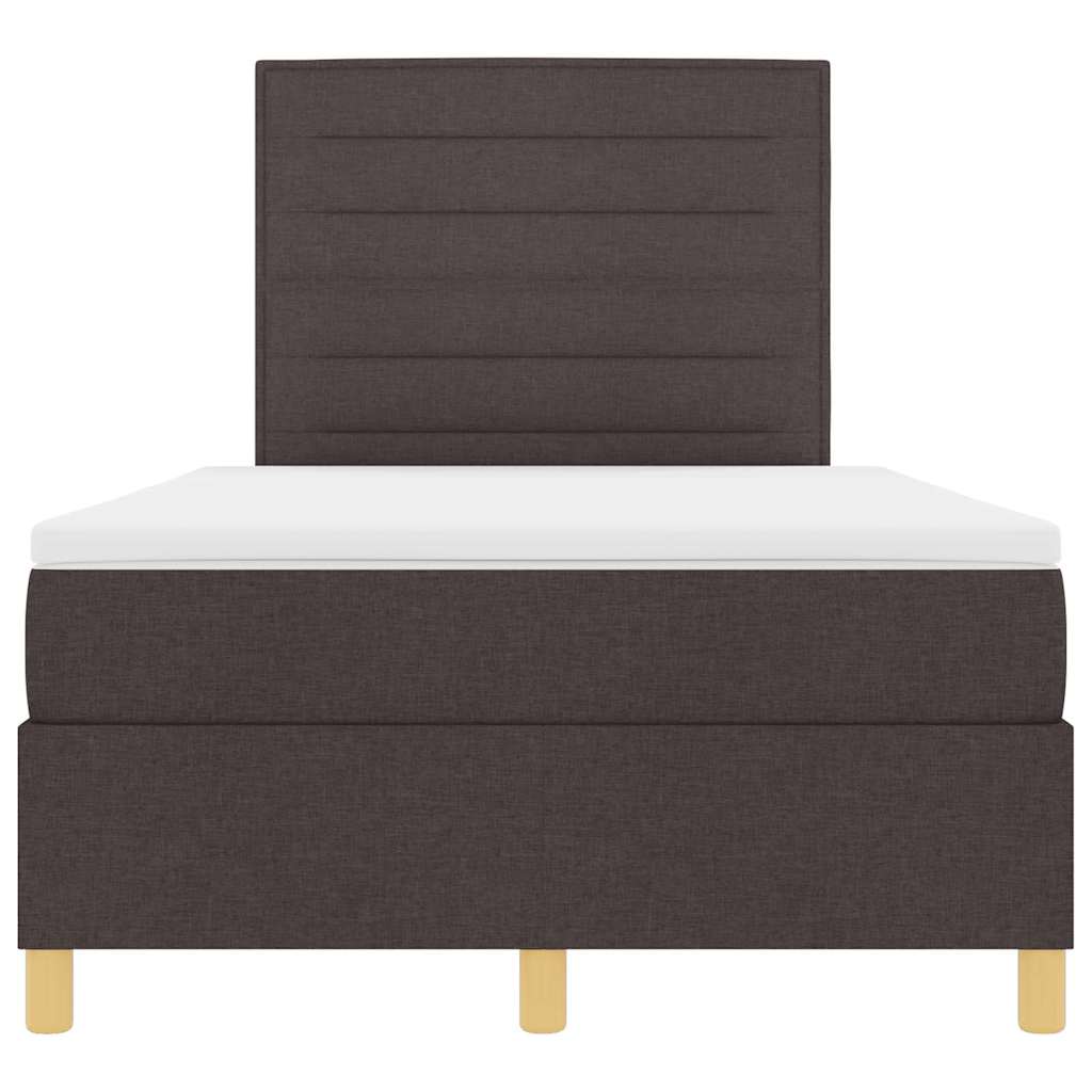 Lit à ressorts avec matelas Marron foncé 120 x 200 cm tissu - XIOS