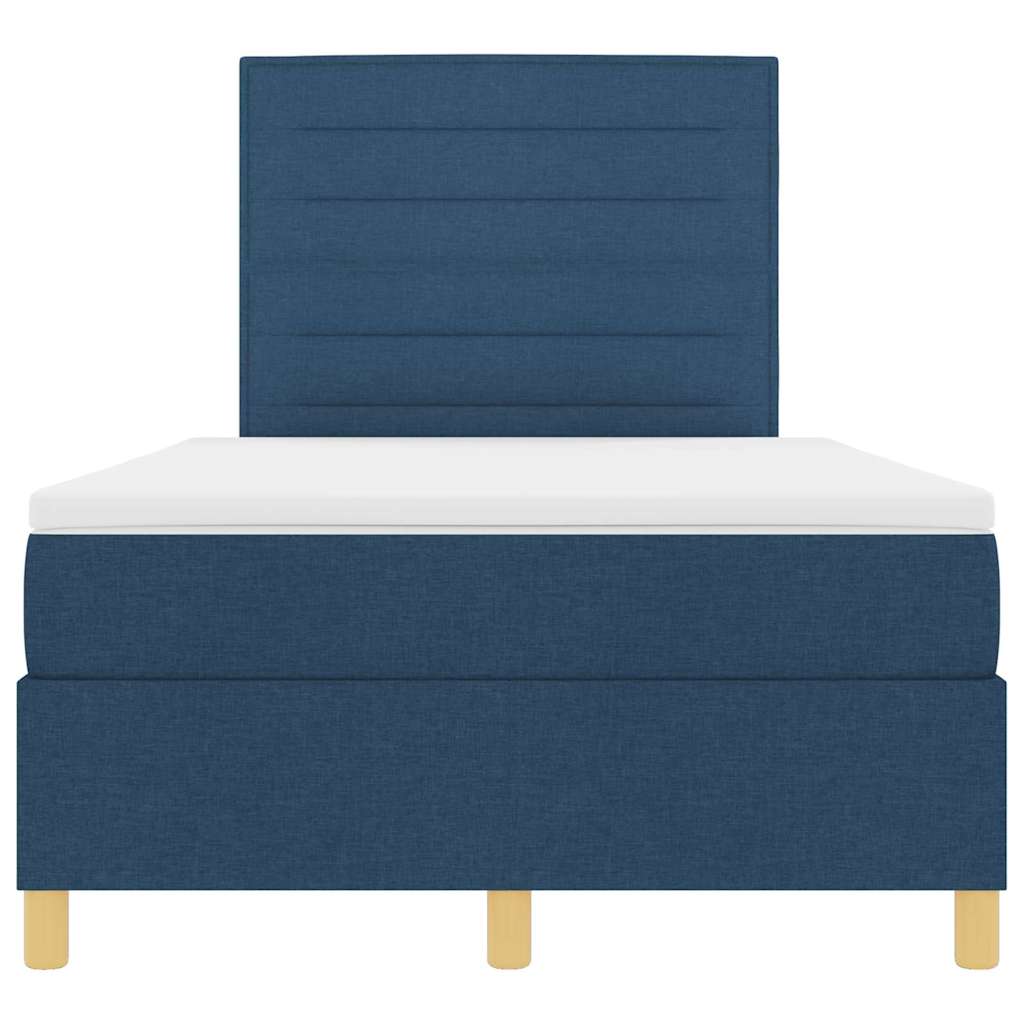 Lit à ressorts avec matelas Bleu 120 x 200 cm tissu