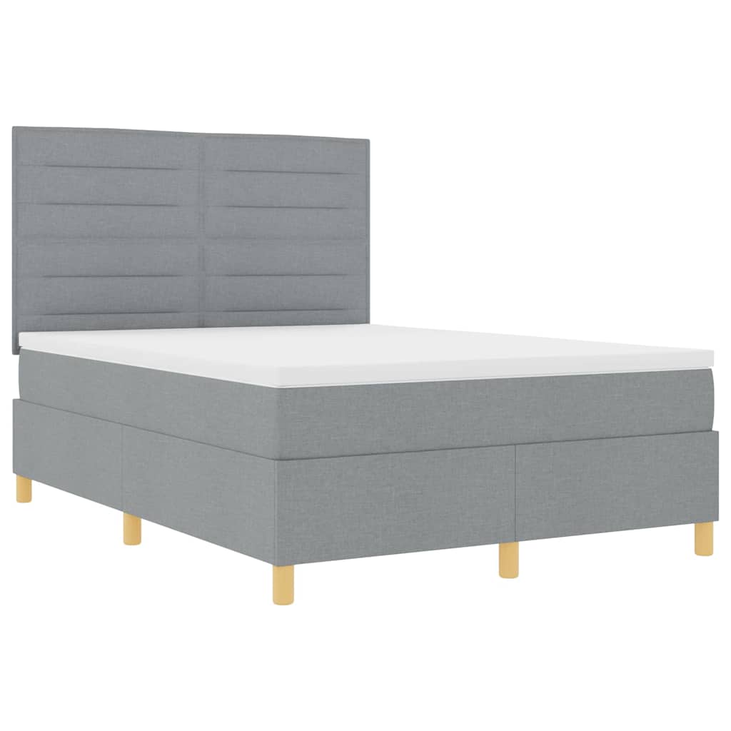 Lit à ressorts avec matelas Gris clair 140 x 190 cm tissu